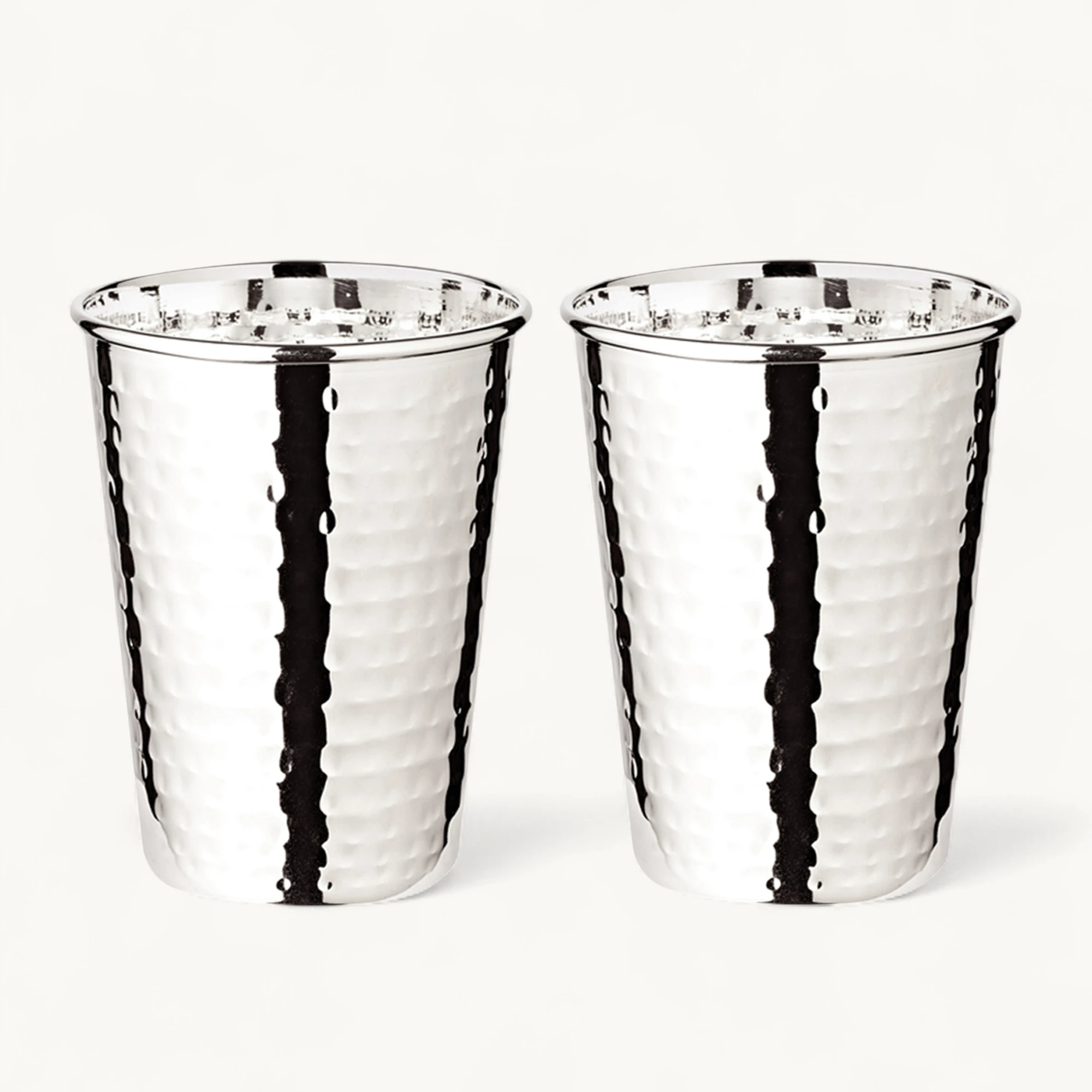 2er-Set Trinkbecher Mido (Höhe 10 cm, Füllmenge 250 ml), gehämmert, edel versilbert