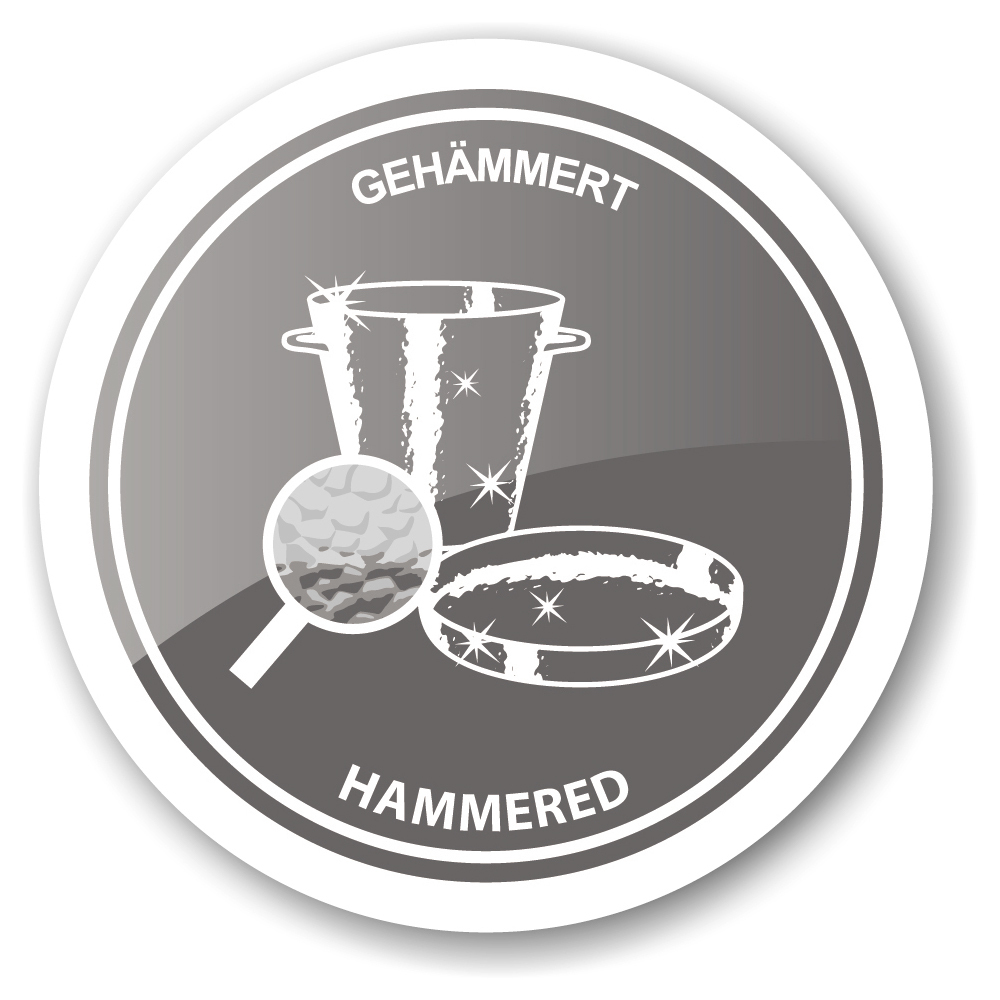 Eiseimer Gilbert (Höhe 17 cm), brauner Ledergriff, gehämmert, Messing, glänzend vernickelt