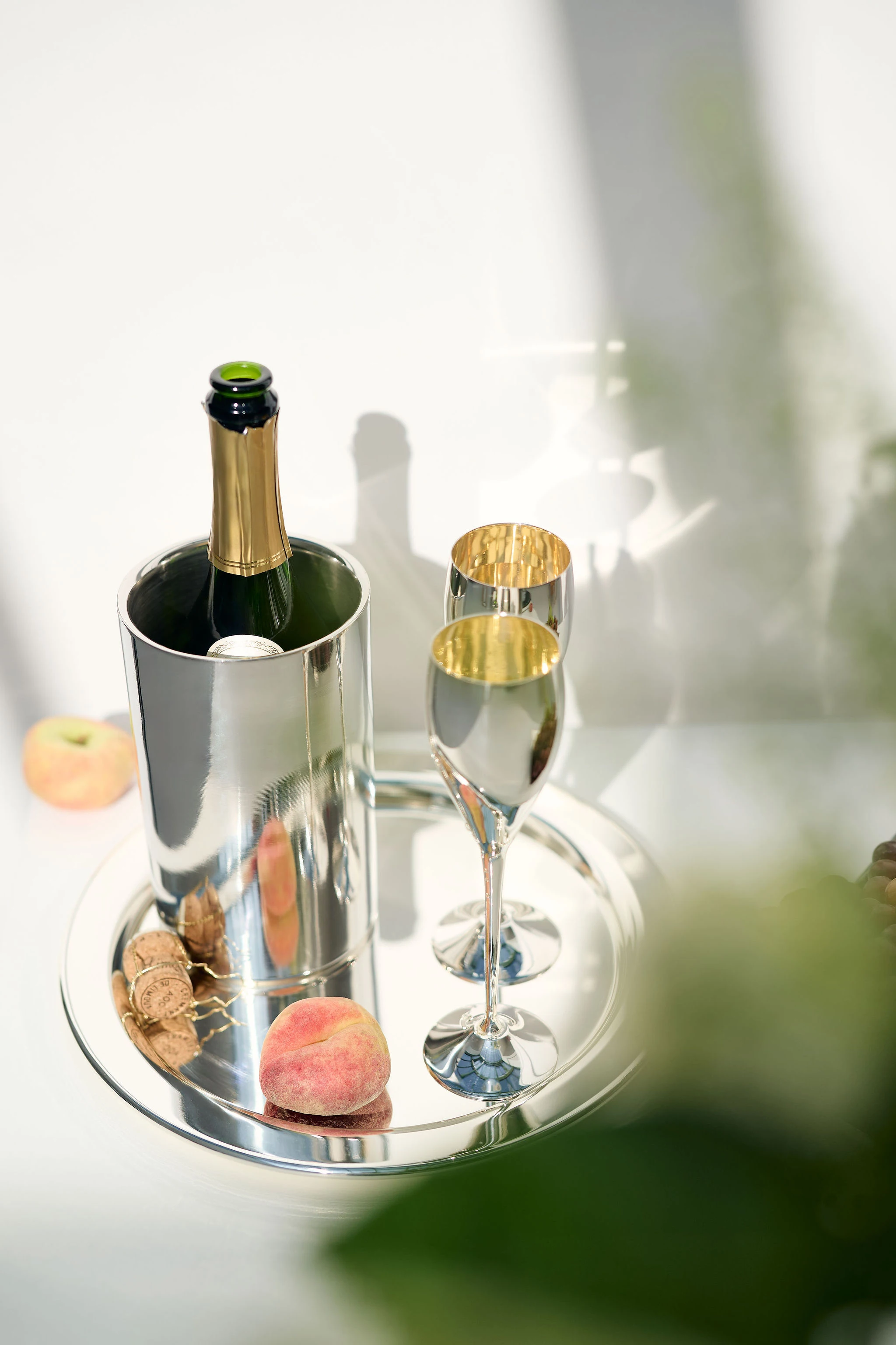2er-Set Sektkelch Dodo (Höhe 23 cm, Füllmenge 200 ml), glatt, edel versilbert