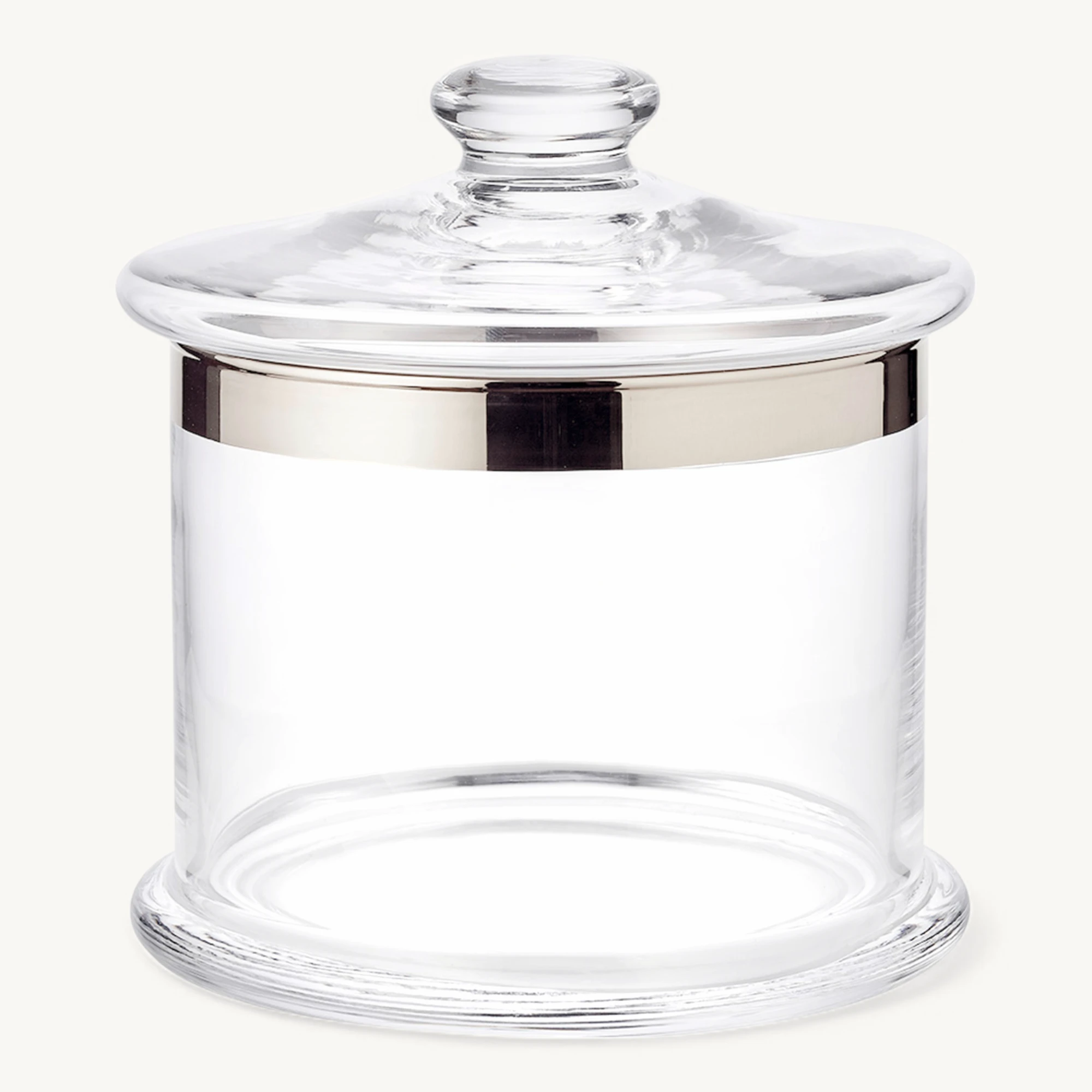Bonboniere Erik, mundgeblasenes Kristallglas mit Platinrand, Höhe 18 cm, Durchmesser 15 cm