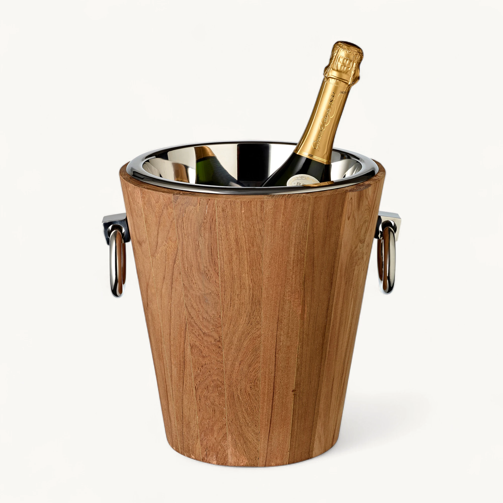 Weinkühler St. Tropez Teak Holz (Höhe 32 cm, Ø 26 cm), recyceltes Teakholz, Edelstahl Weinkühler St. Tropez Teak Holz (Höhe 32 cm, Ø 26 cm), recyceltes Teakholz, Edelstahl