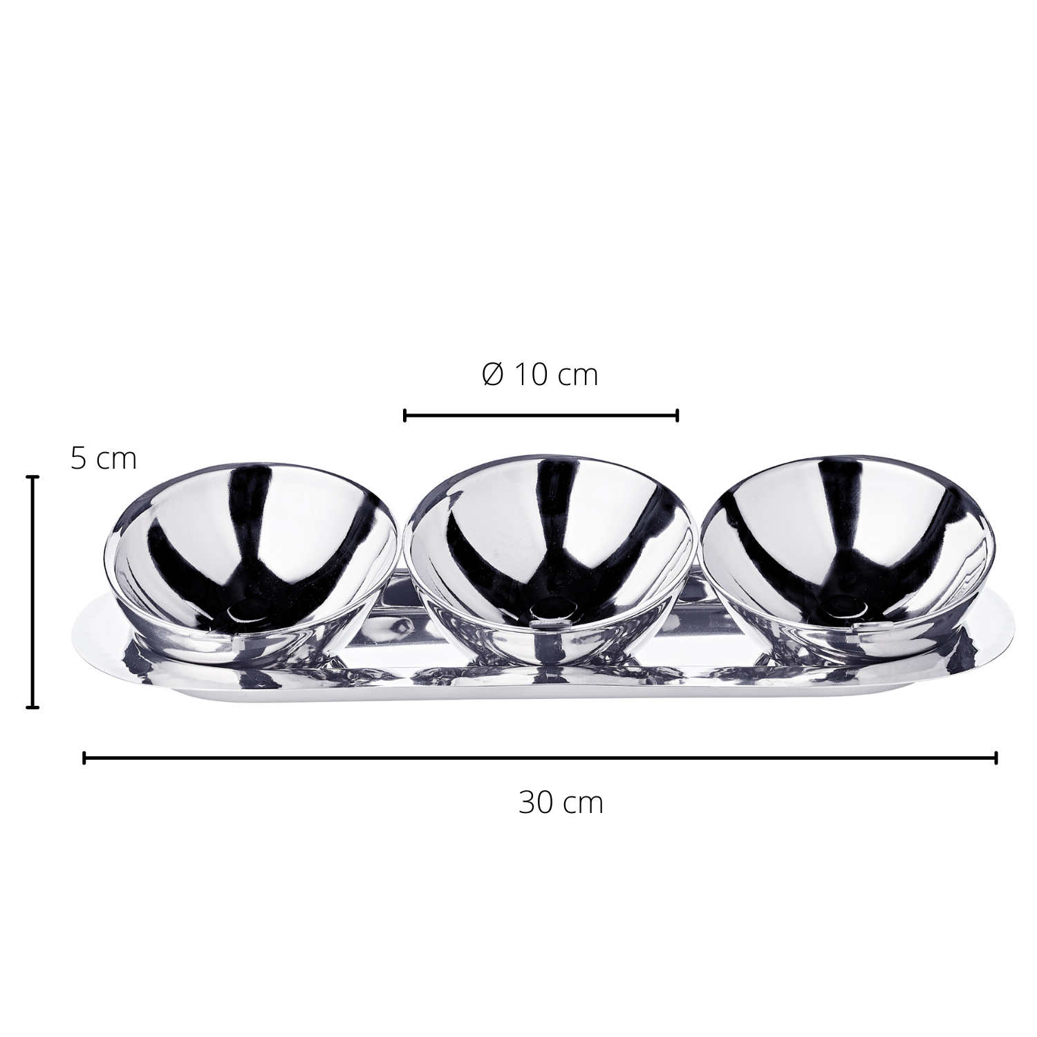 3er-Set Schale Asti (Höhe 5 cm, Ø 10 cm), silberfarben, hochglanzpoliert