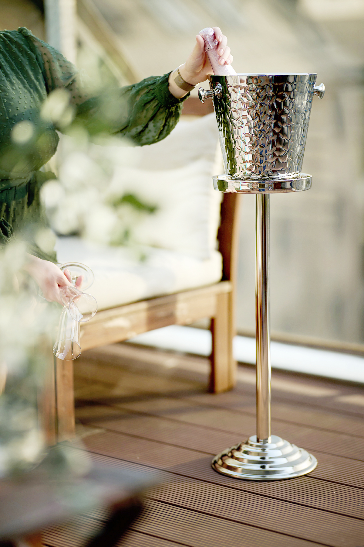 2. Wahl Sektkühlerständer, Ständer Olbia für Kühler, Edelstahl hochglanzpoliert, Höhe 62 cm