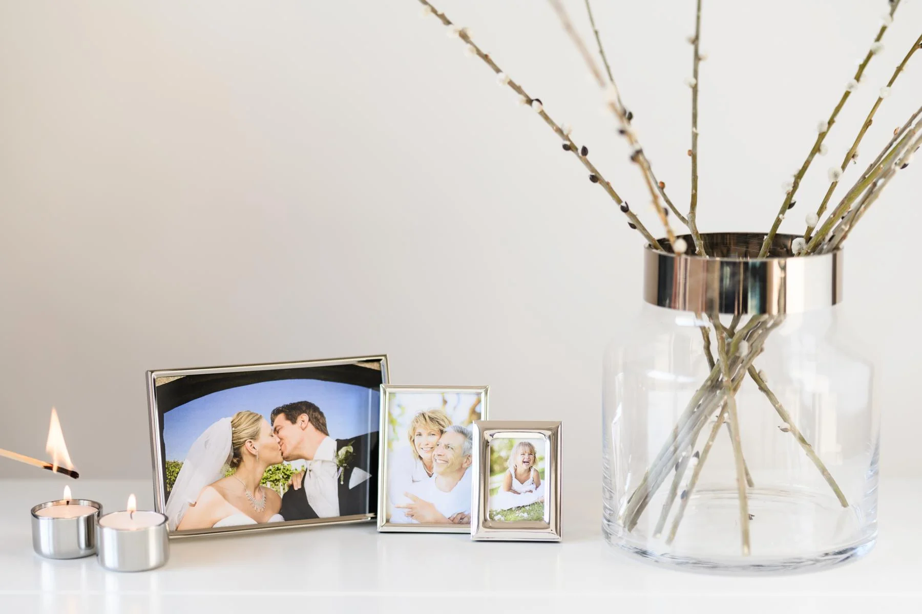 Vase Gabi (Höhe 19 cm, Ø 17 cm), mundgeblasenes Kristallglas mit Platinrand Vase Gabi (Höhe 19 cm, Ø 17 cm), mundgeblasenes Kristallglas mit Platinrand