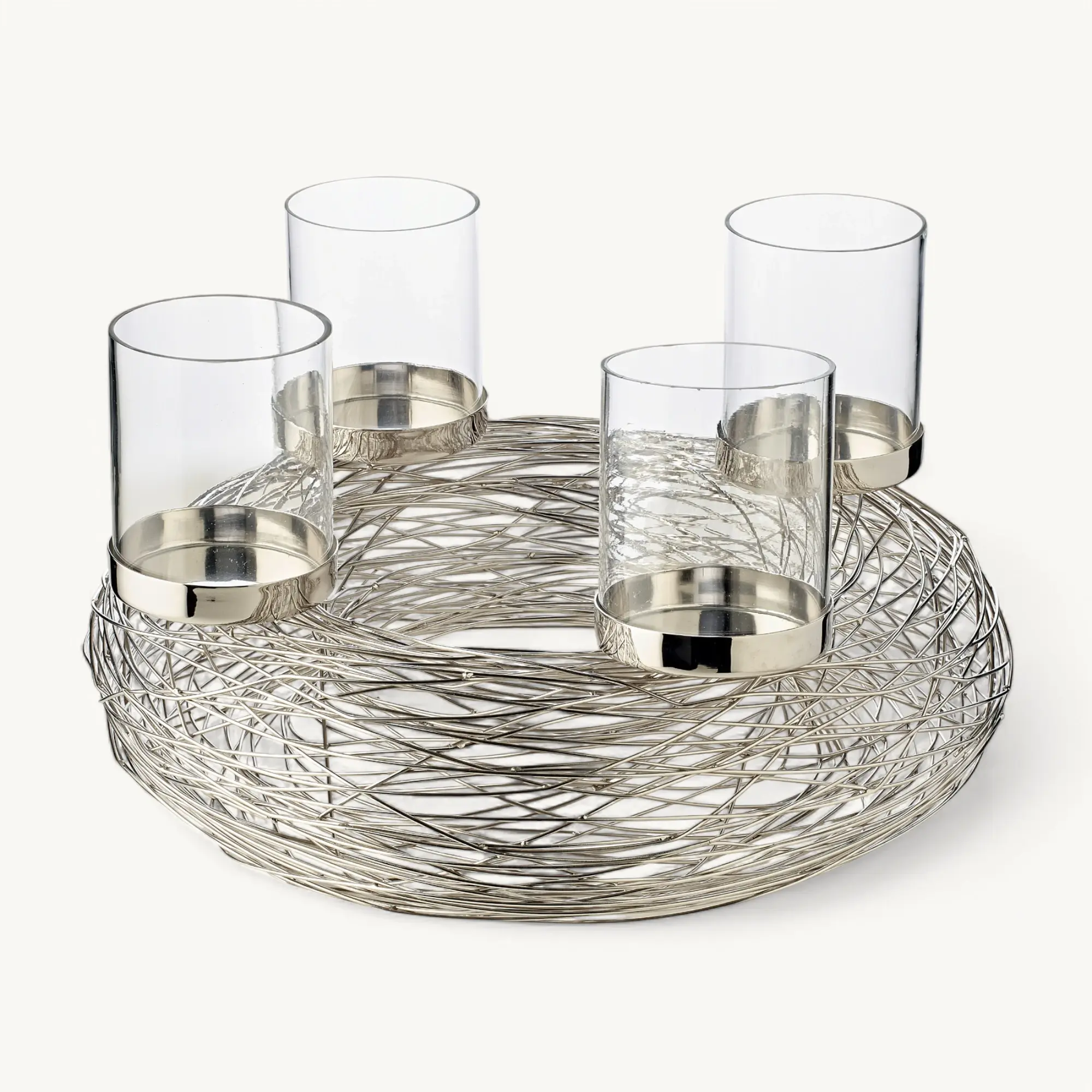 Adventskranz Rimini (ø 36 cm), silberfarben, glänzend, Edelstahl vernickelt