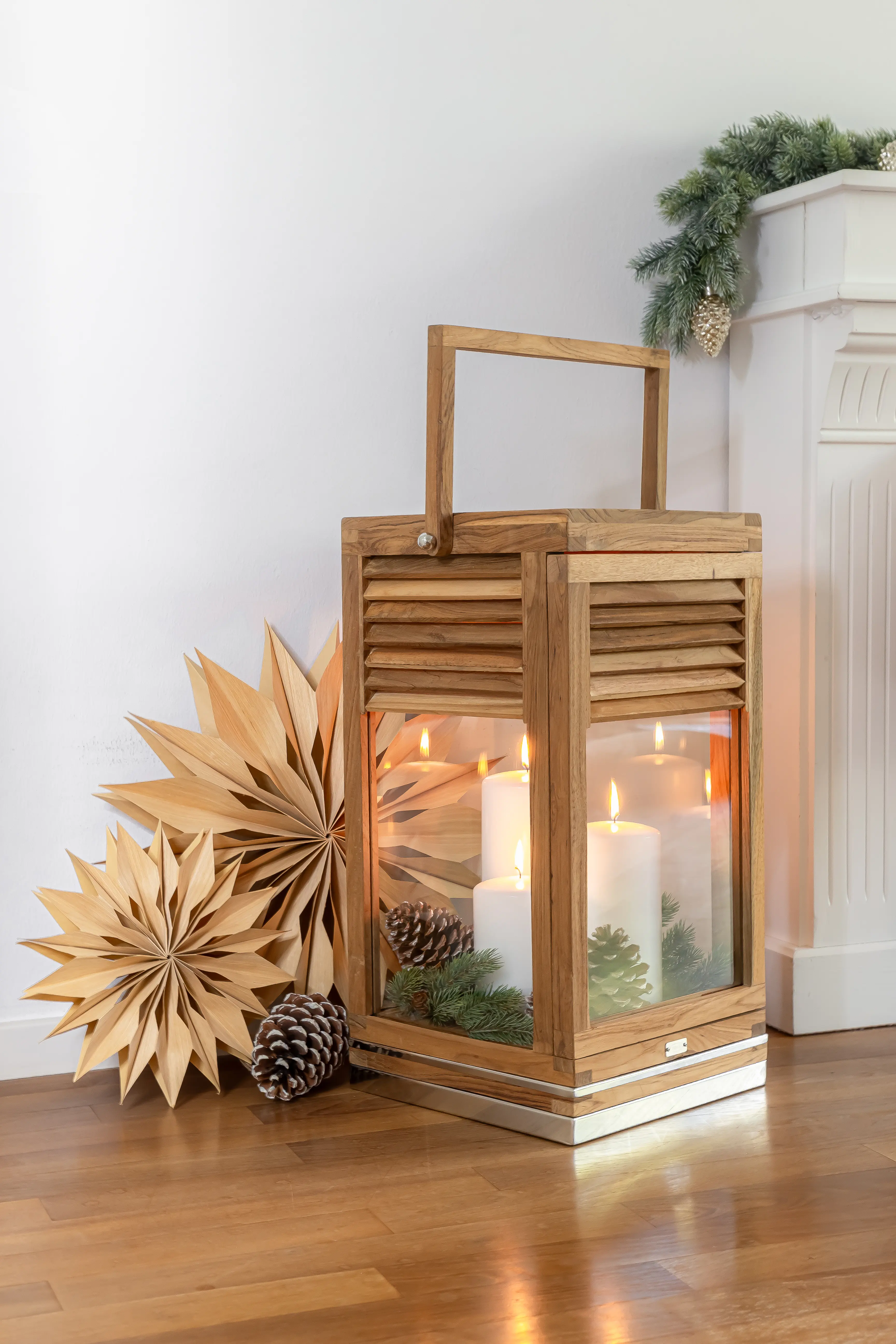Dauerkerze Cornelius Doppel Pine (Höhe 12 cm, Ø 8 cm), weiß, hitzebeständig bis 90°