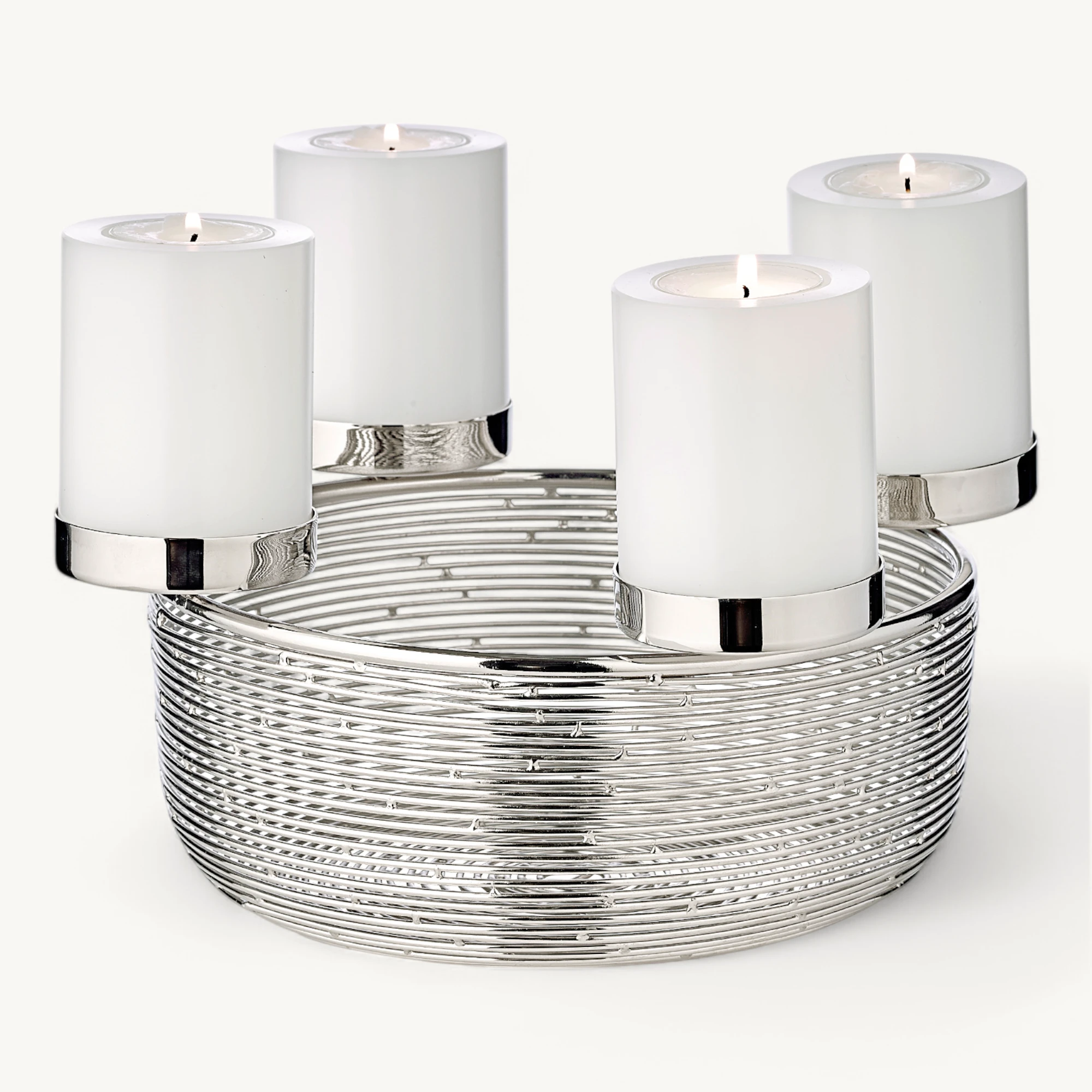 Adventskranz Rio (ø 25,5 cm), silberfarben, hochglanzpoliert, Edelstahl vernickelt