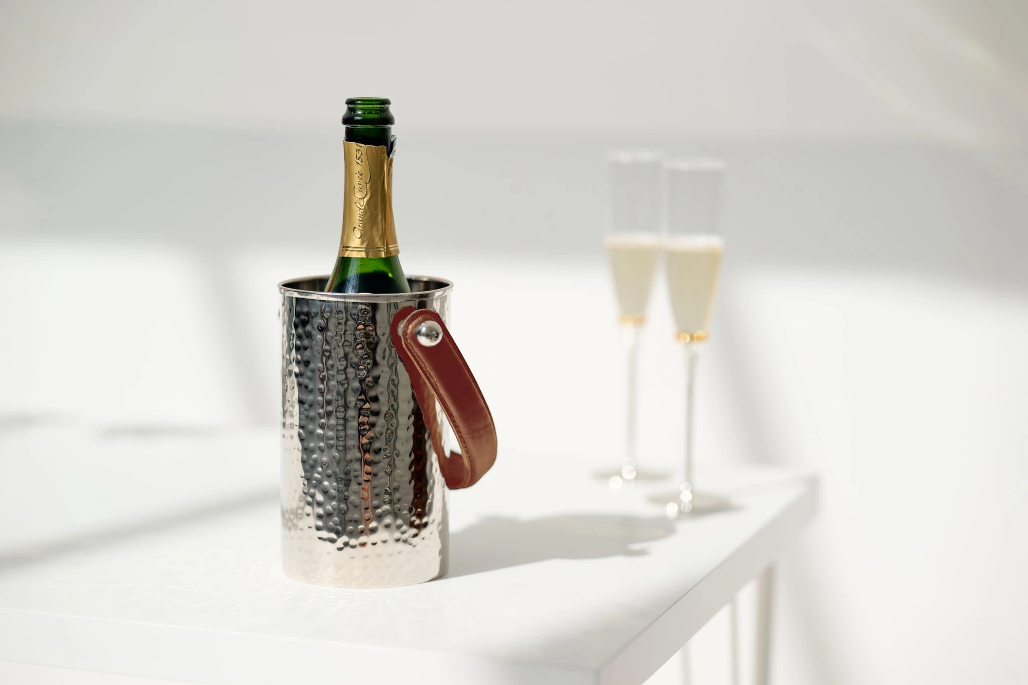 Flaschenkühler Gavin (H 18,5 cm, Ø 11 cm), gehämmert, Edelstahl, vernickelt