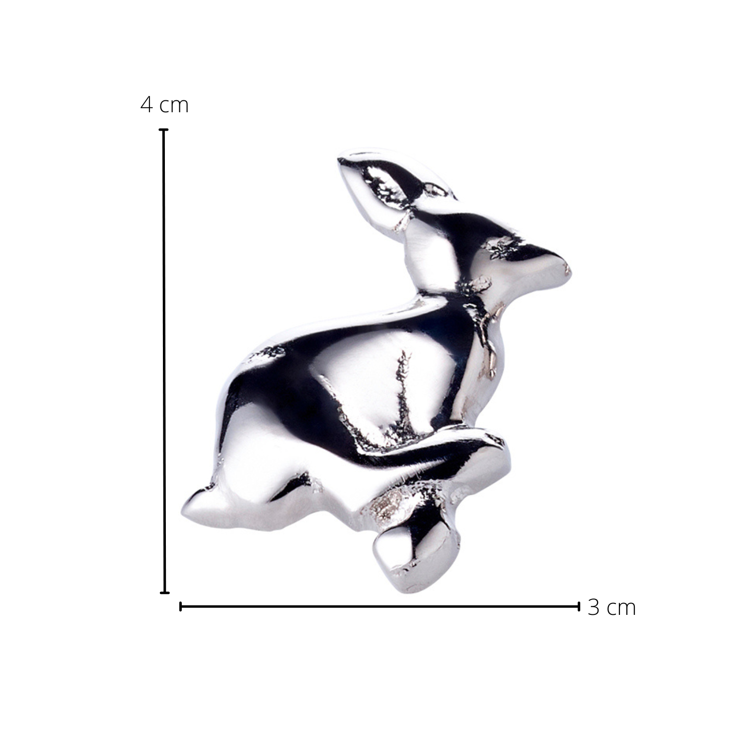 4er Set Kerzenpin Hase (Höhe 4 cm), Aluminium vernickelt