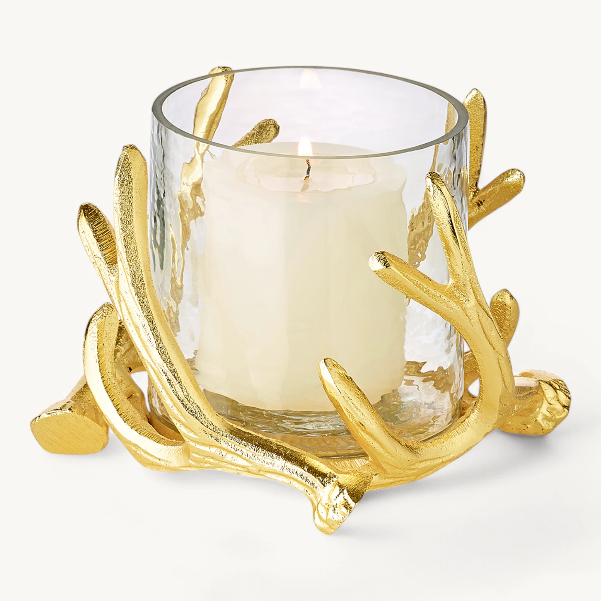 SALE Windlicht Kingston (Höhe 13 cm), goldfarben, Geweih-Motiv