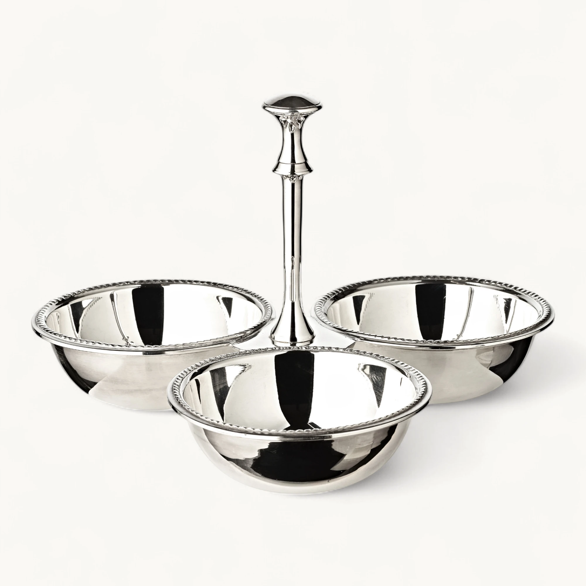 Snackschale Dreifachschale Perla (Ø 21 cm), schwerversilbert, Dekoschale, Tripleschale