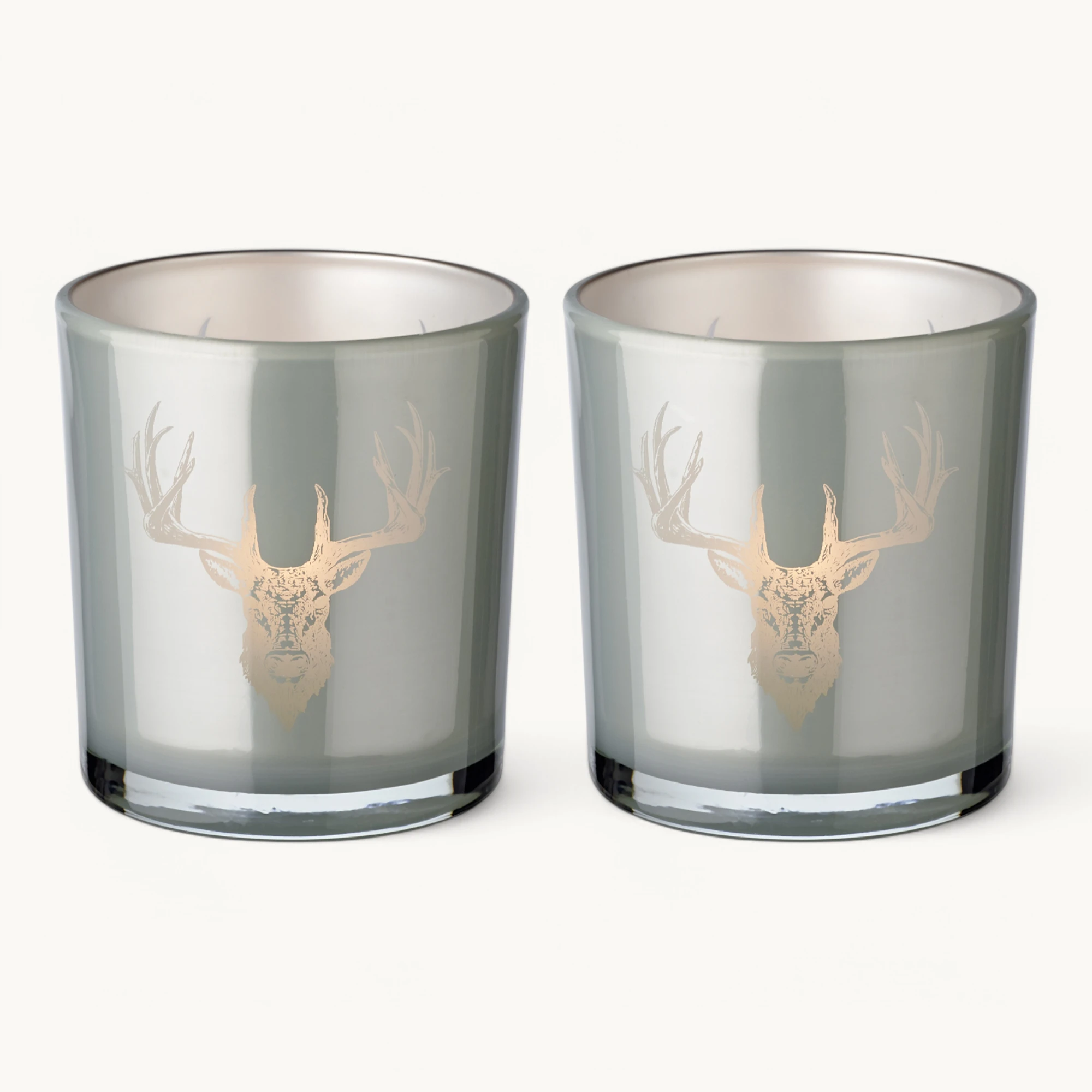 2er-Set Teelichtglas Eto (Höhe 8 cm), grau, Hirsch-Motiv 2er-Set Teelichtglas Eto (Höhe 8 cm), grau, Hirsch-Motiv