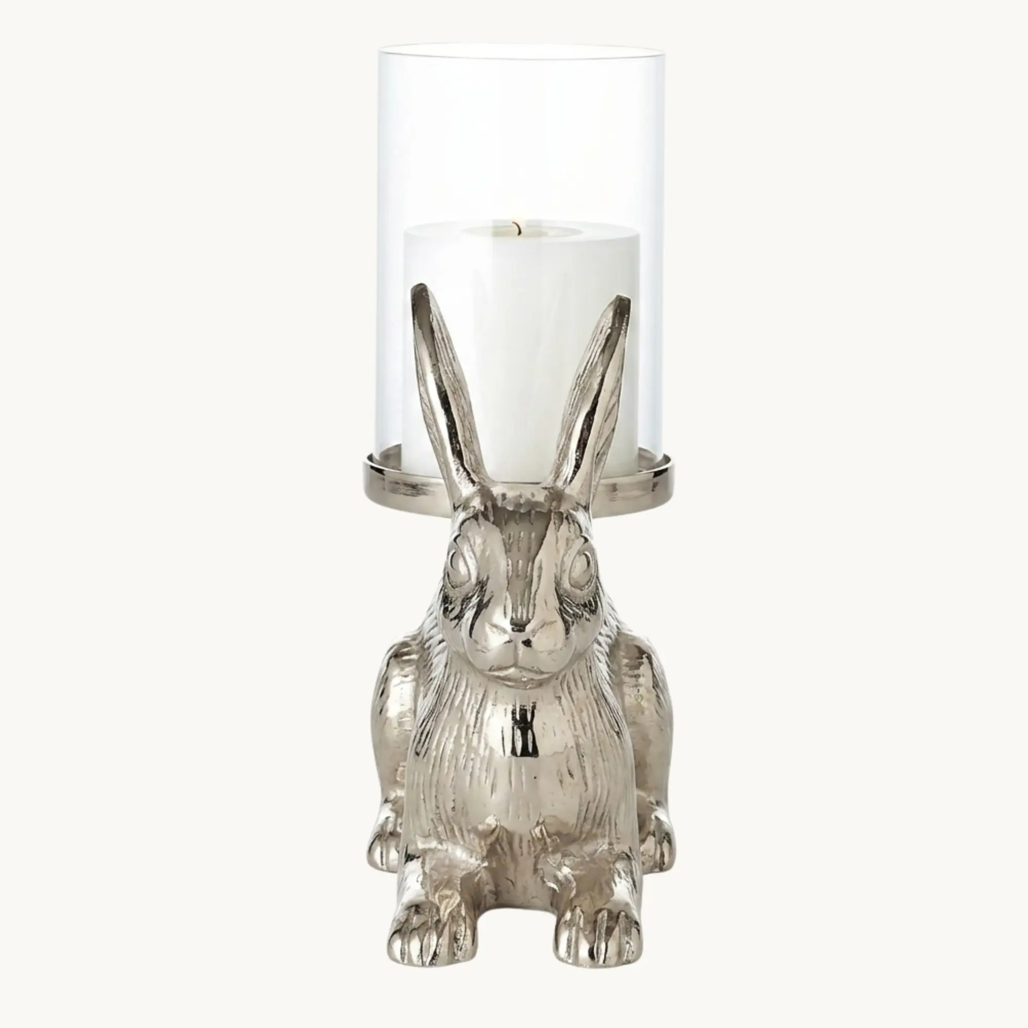 Dekoleuchter Hase (H 19 cm), silberfarben, Aluminium vernickelt