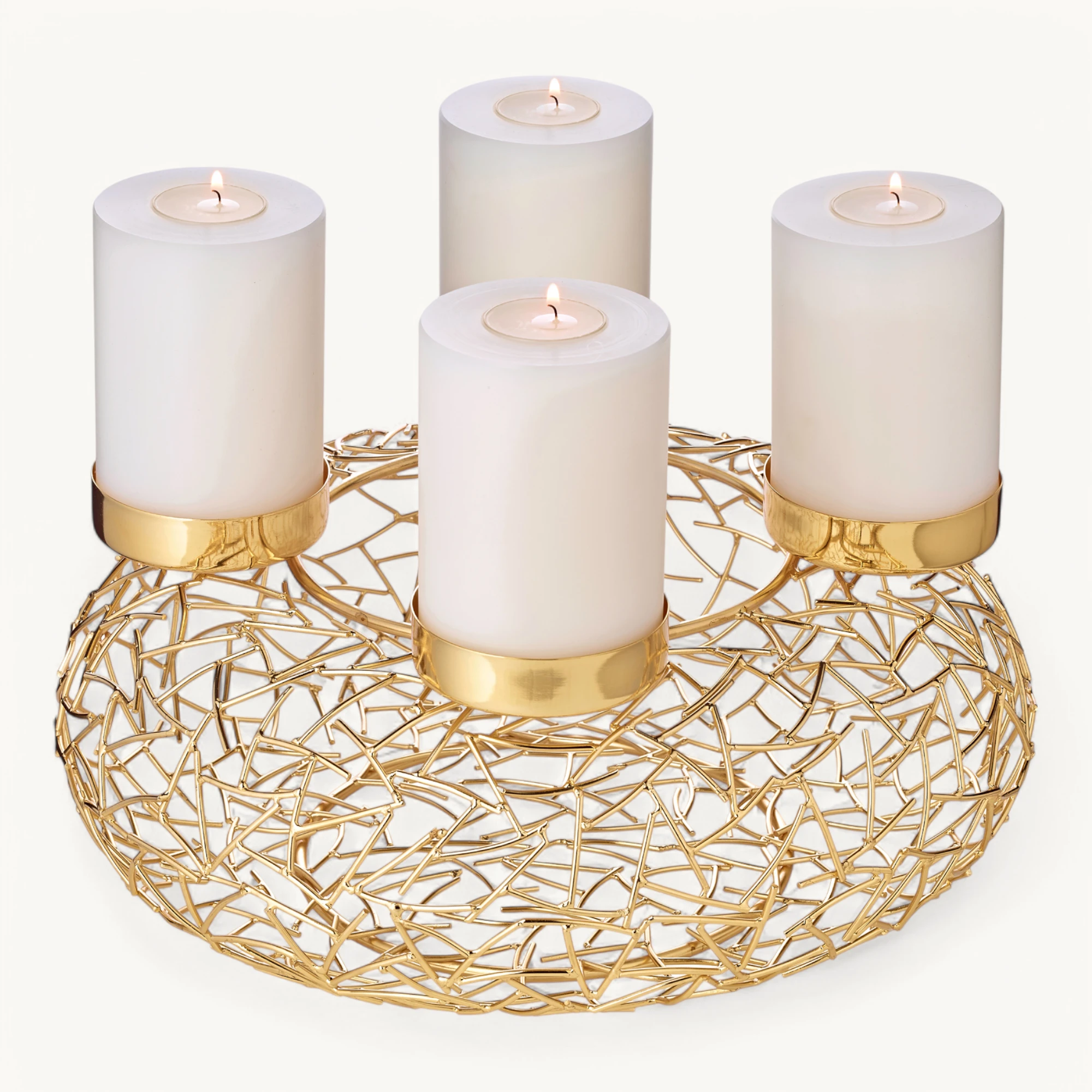 Adventskranz Milano (ø 34 cm), goldfarben, glänzend, Edelstahl