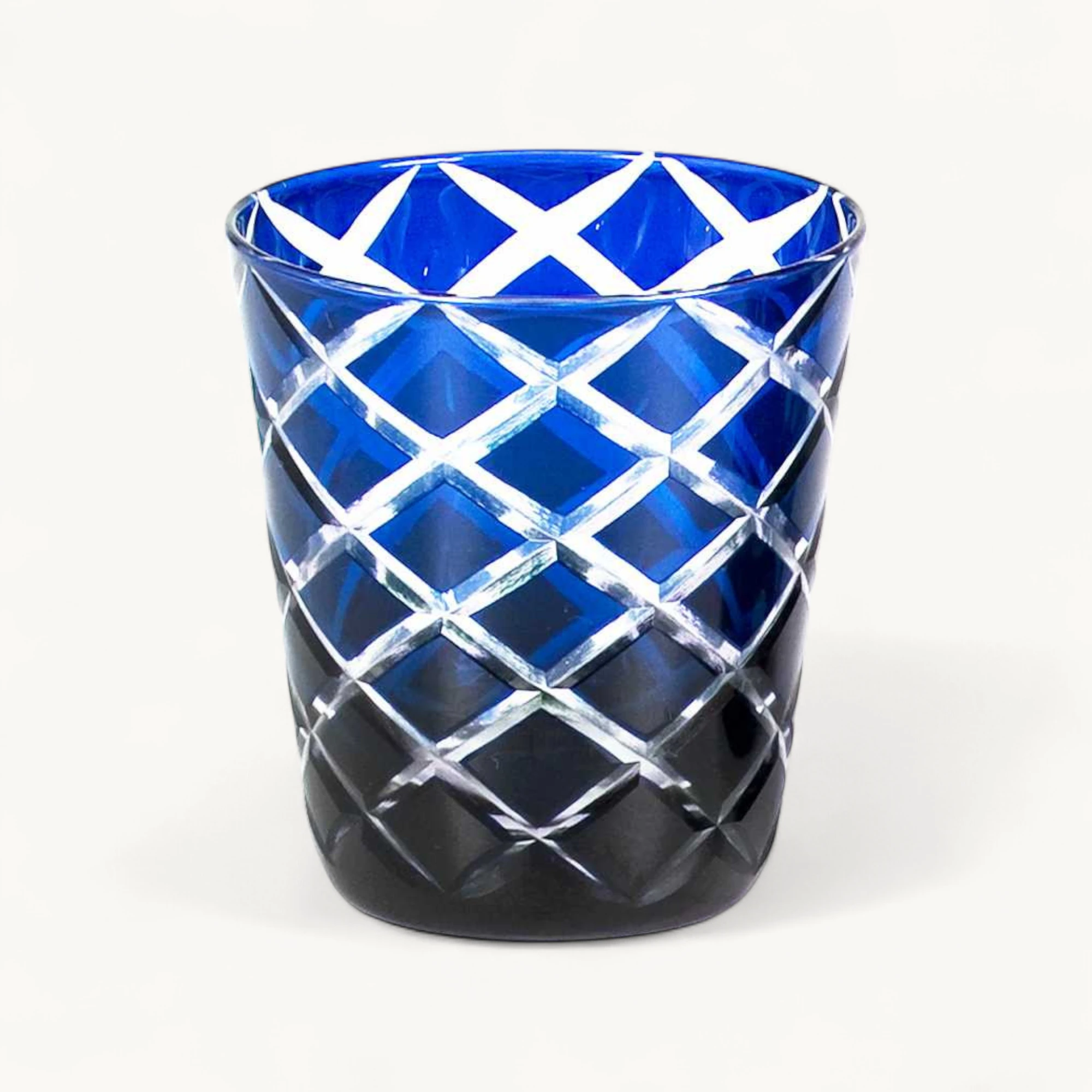 4er-Set Kristallgläser Dio (Höhe 8 cm, Füllmenge 140 ml), blau, handgeschliffenes Glas