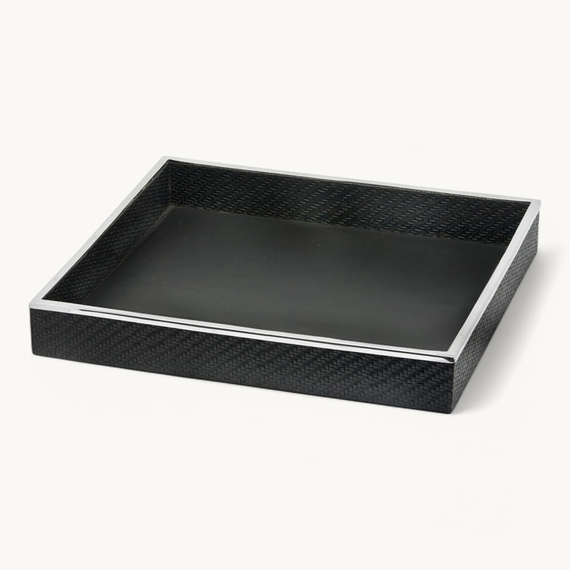 Tablett Jackson (42x42 cm), quadratisch, Stahl, Kunstlederbezug