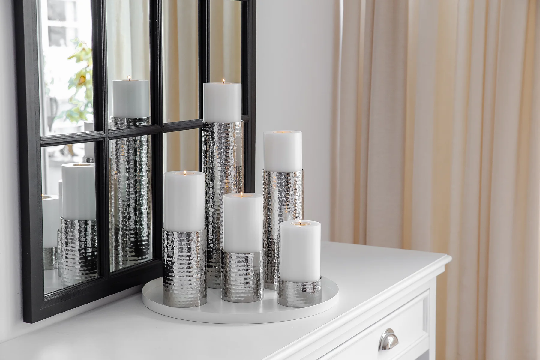 Kerzenständer Agadir (Höhe 10 cm), silberfarben, gehämmert, Edelstahl, hochglanzpoliert Kerzenständer Agadir (Höhe 10 cm), silberfarben, gehämmert, Edelstahl, hochglanzpoliert