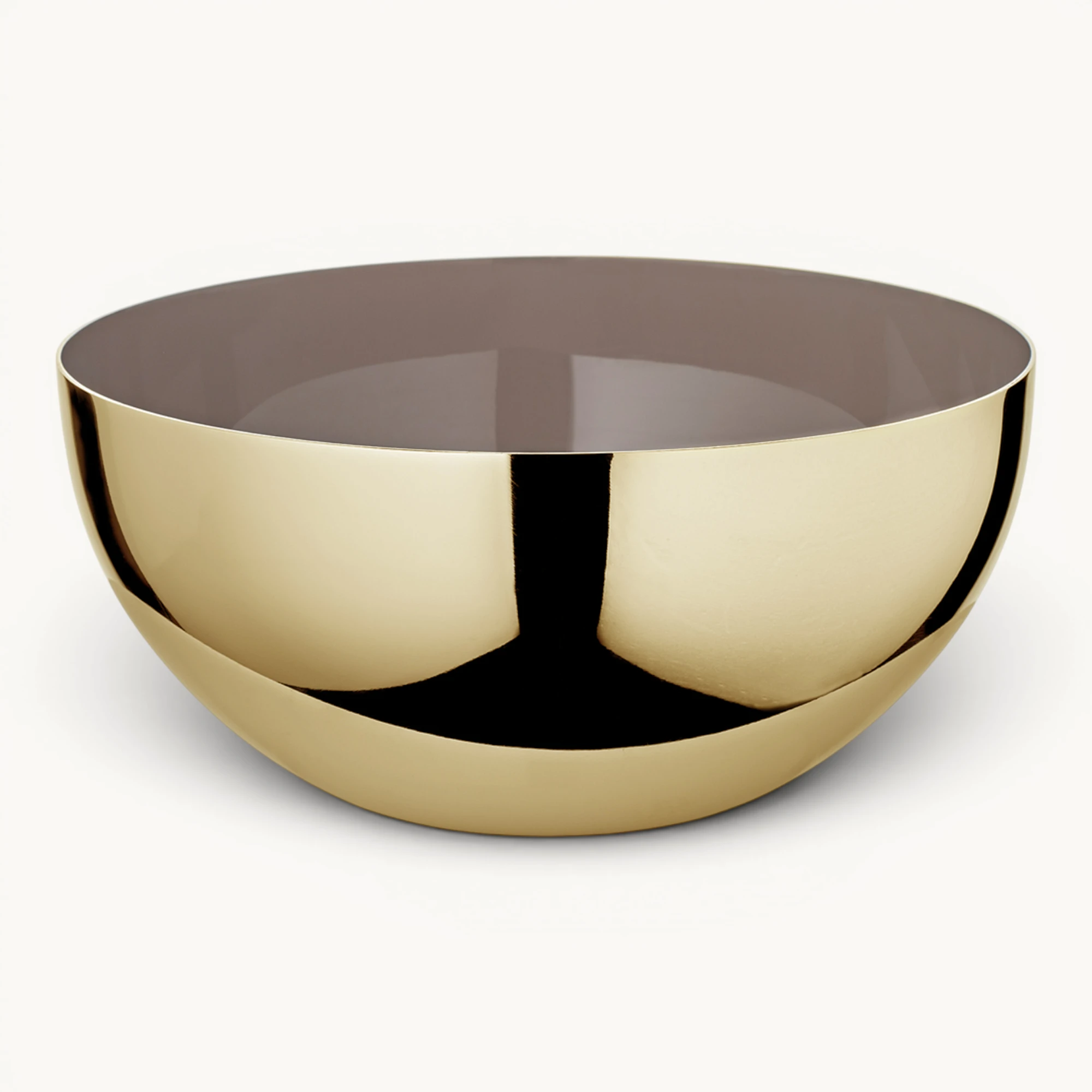 Schale Liora (Ø 15,5 cm, Höhe 7 cm) Messing, Gold-Finish, hochglanzpoliert, innen Perlbeige