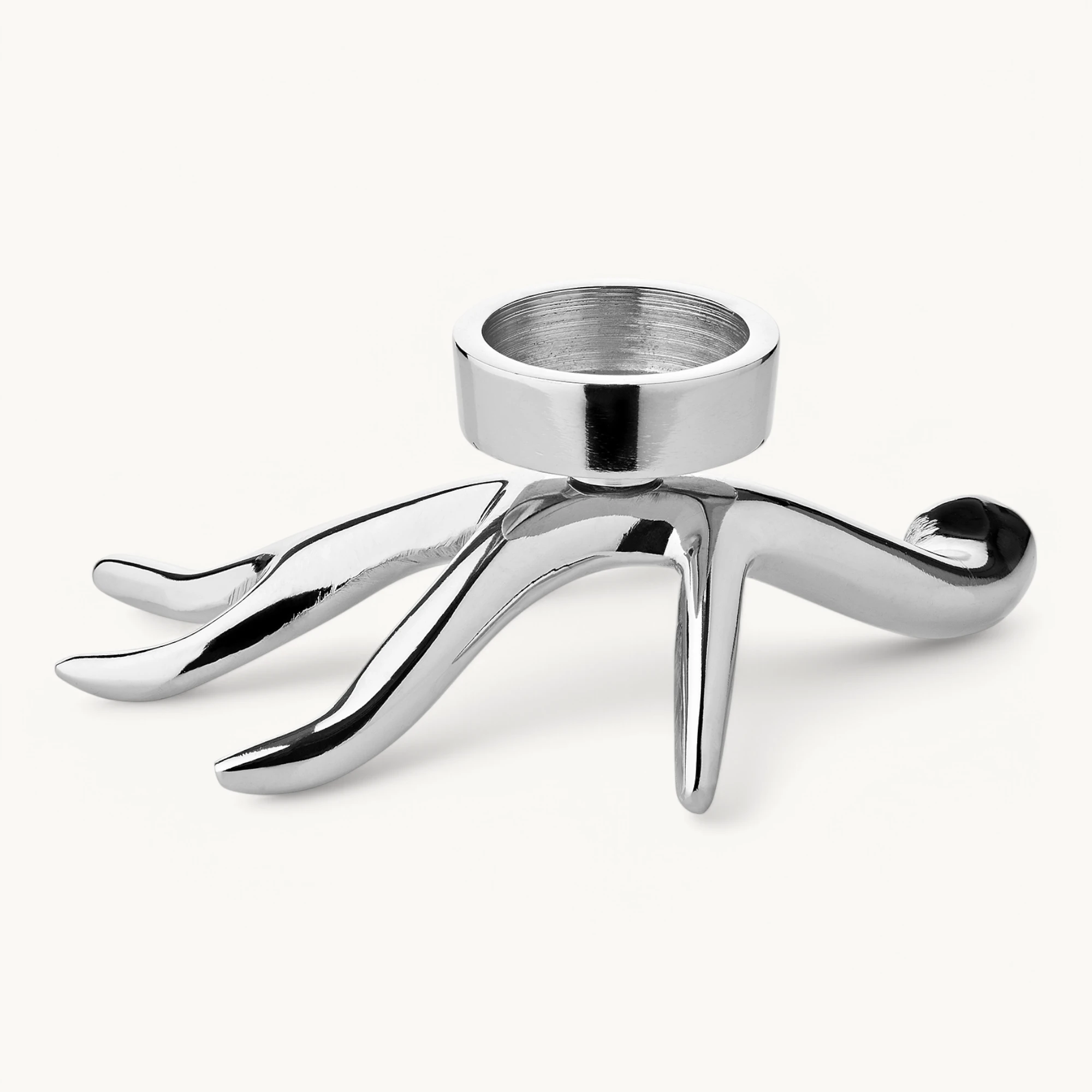SALE Kerzenleuchter Geweih Keke (Höhe 7 cm, Länge 16 cm), silberfarben, Aluminium vernickelt