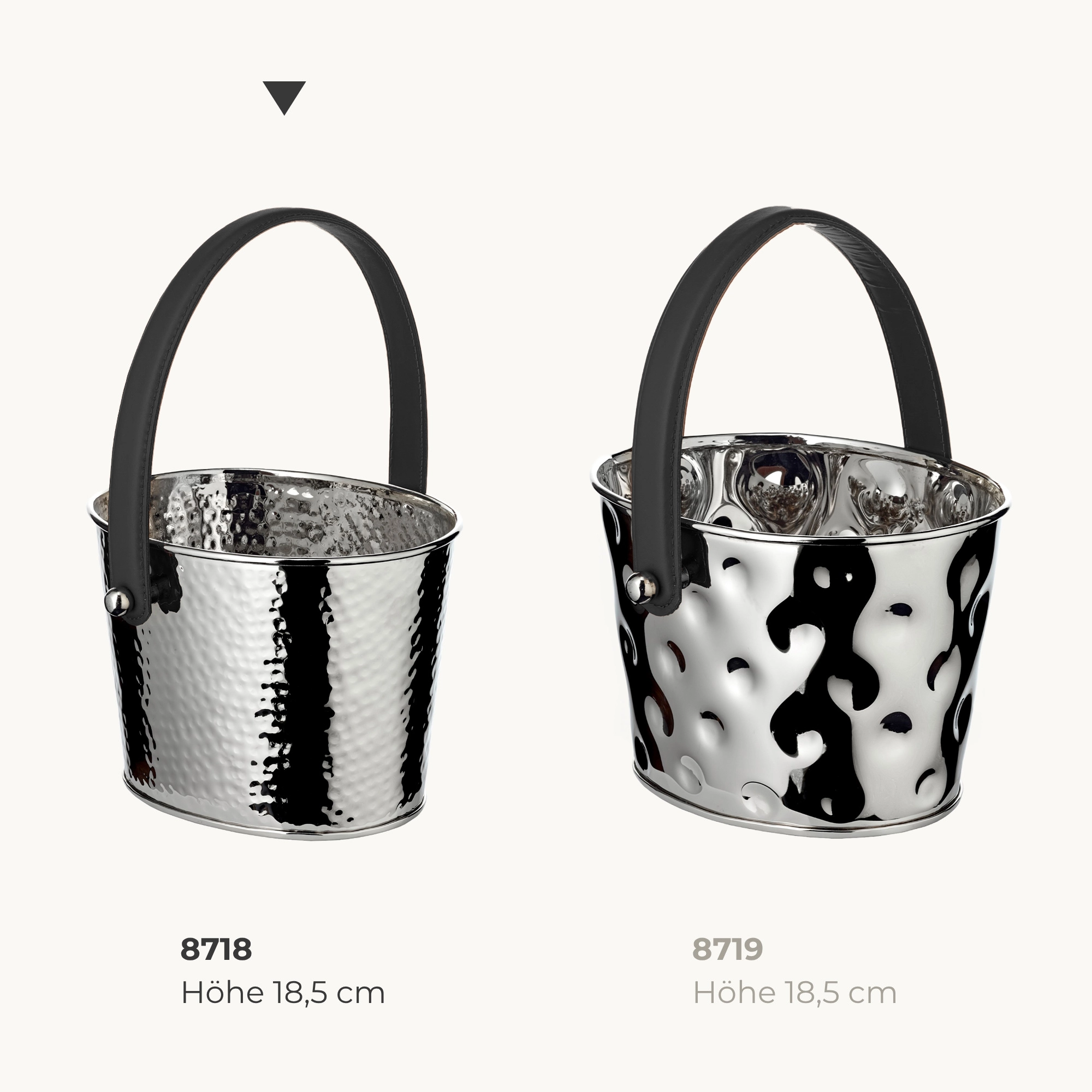 Sektkühler Gavin (23 x 18 cm, H 16 cm), gehämmert, Edelstahl, vernickelt