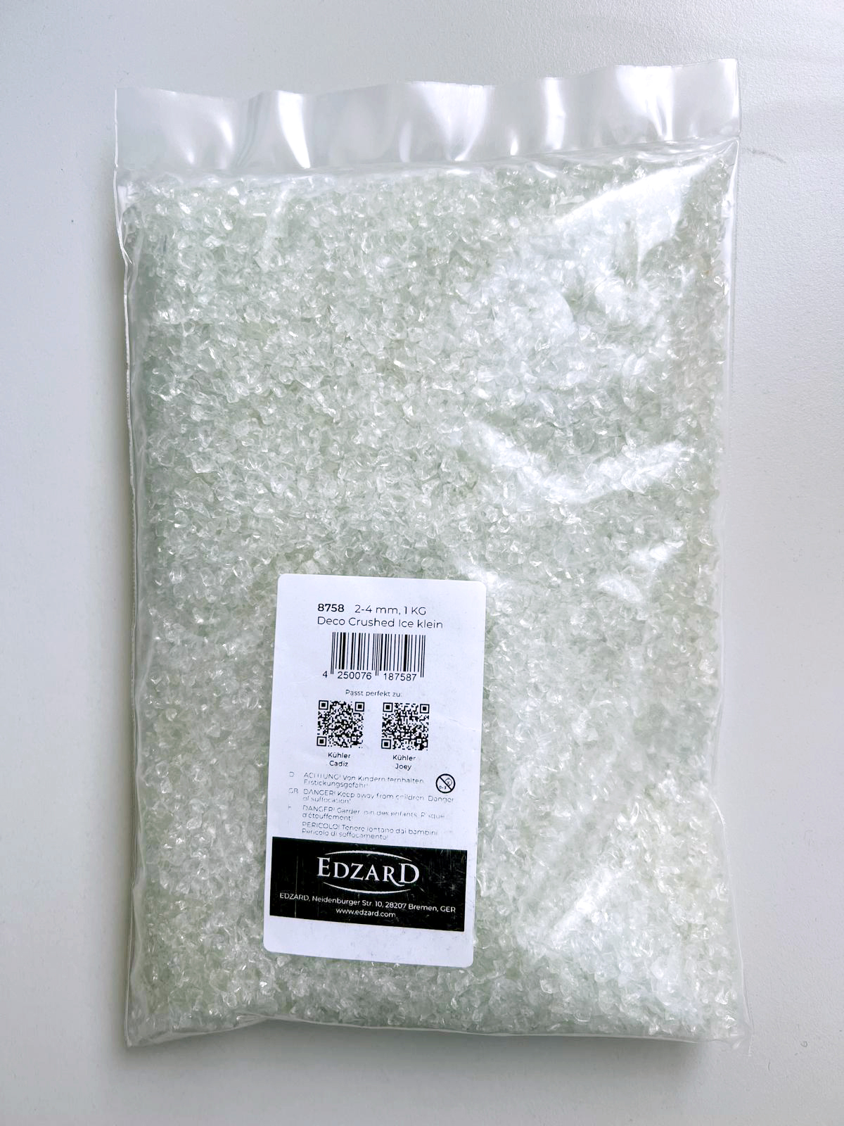 Dekogranulat Glassteine (2-4 mm), 1 kg, farblos, transparent, wasserfest, staubfrei