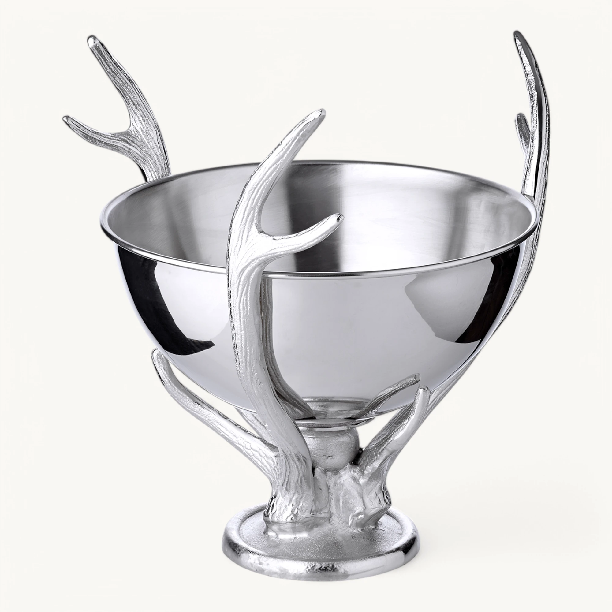 Sektkühler Lita (Höhe 37 cm, Ø 31 cm), silberfarben, Aluminium vernickelt, Geweih-Optik