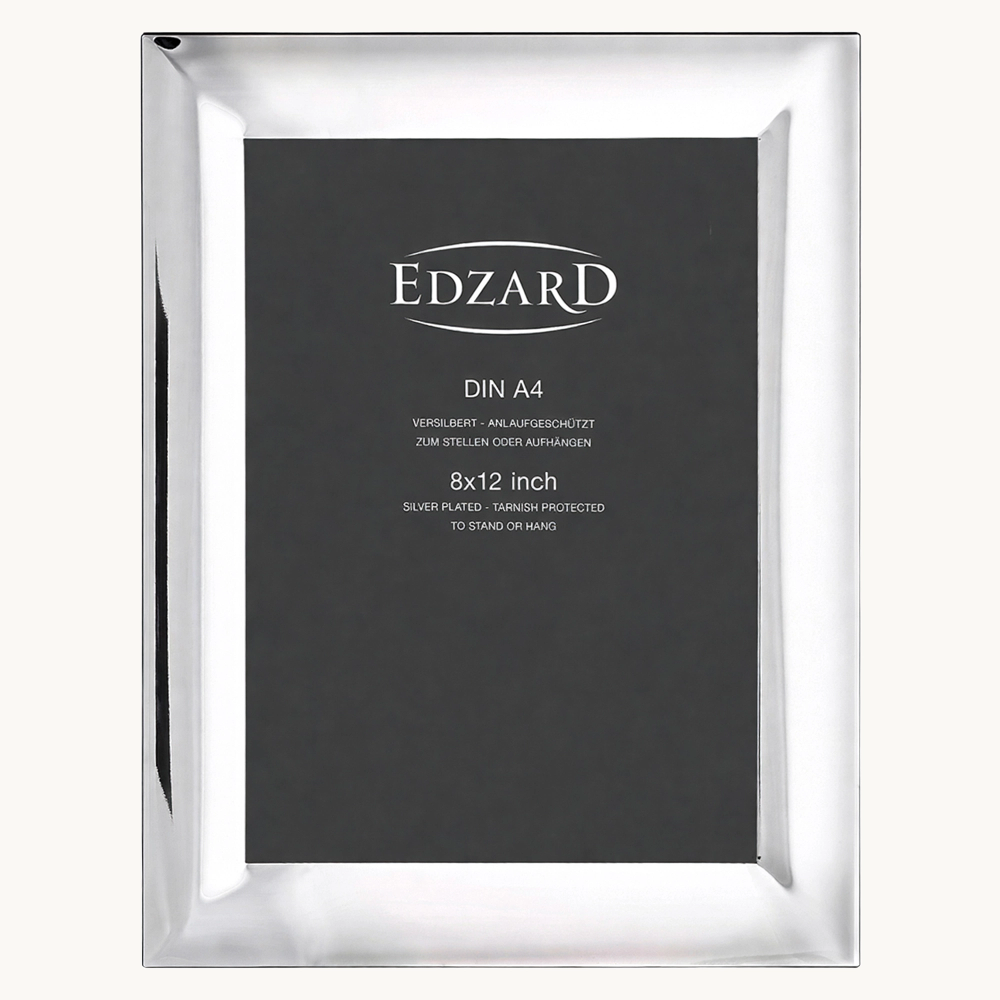 Bilderrahmen Gela (DIN A4 = 21 x 29,7 cm), edel versilbert, anlaufgeschützt, 2 Aufhänger