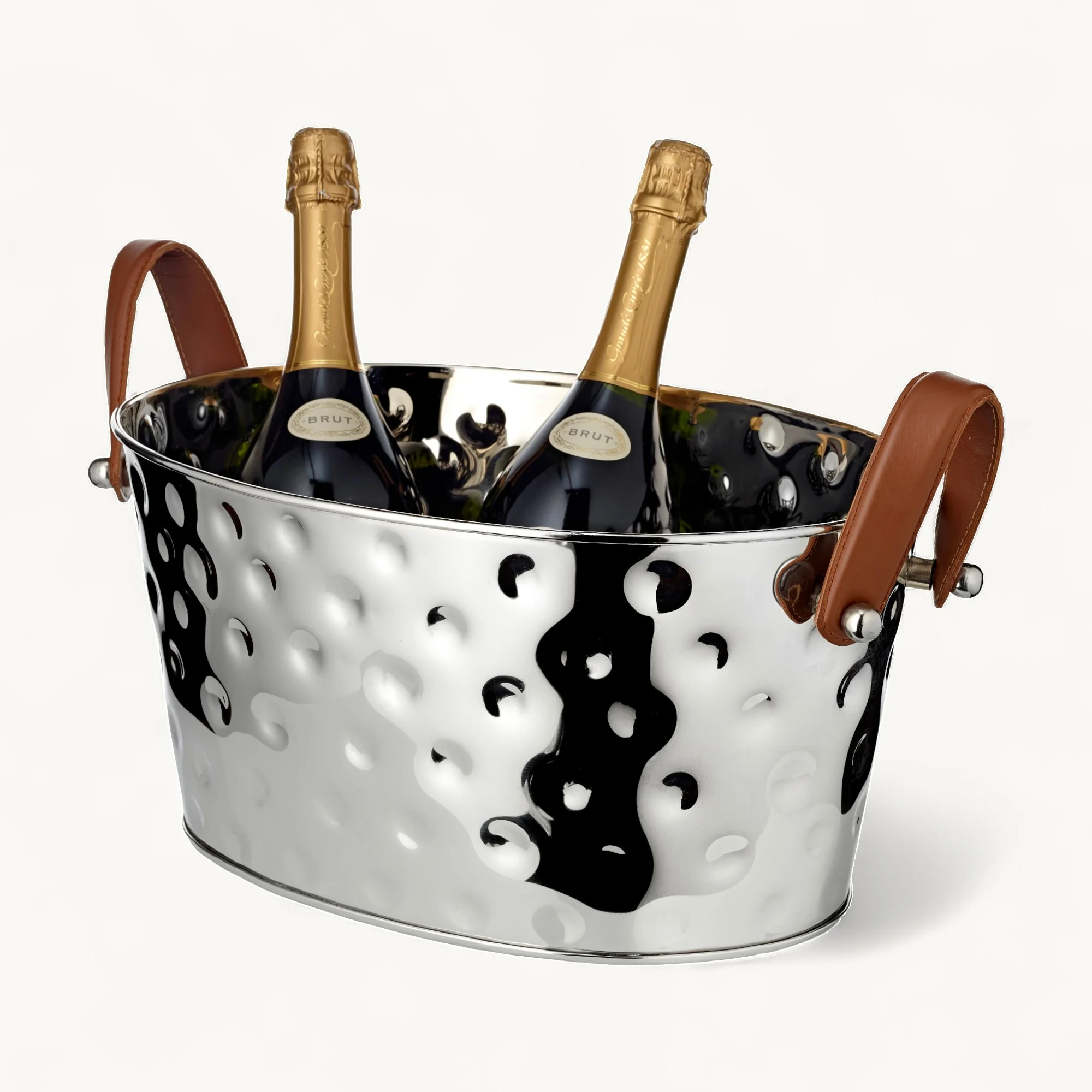 Champagner Schale Gideon, vernickelt, gehämmert 39x29x19 cm