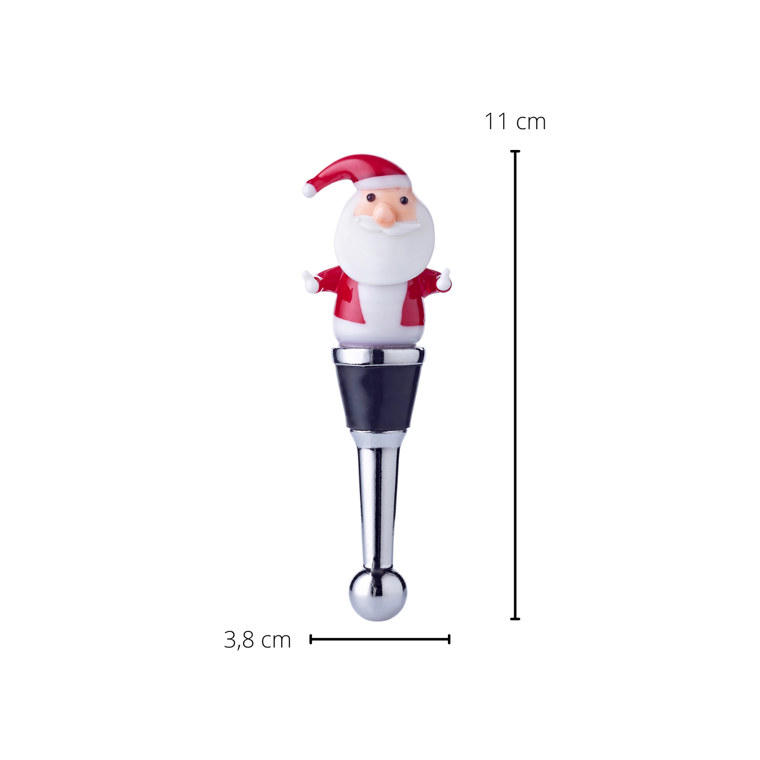 Flaschenverschluss Santa (Höhe 11 cm) für Champagner, Wein und Sekt, Muranoglas-Art, Handarbeit