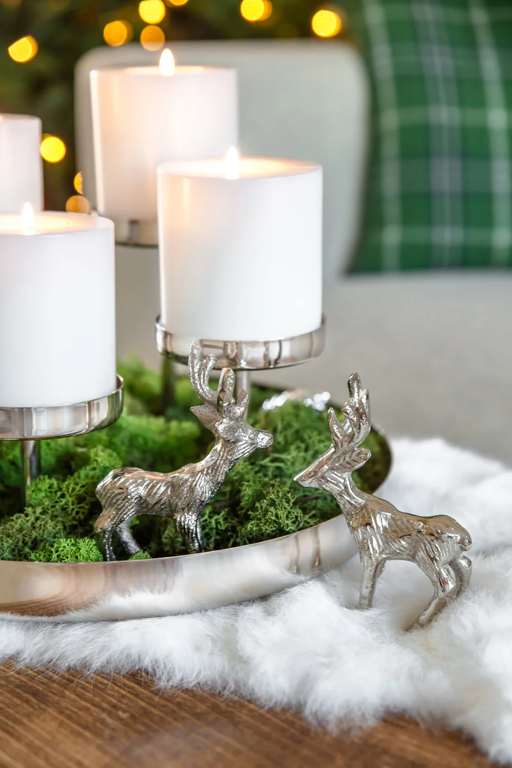 SALE 2er Set Dekofigur Hirsch Malik (Höhe 11 cm), Aluminium vernickelt, silberfarben, Weihnachtsdeko