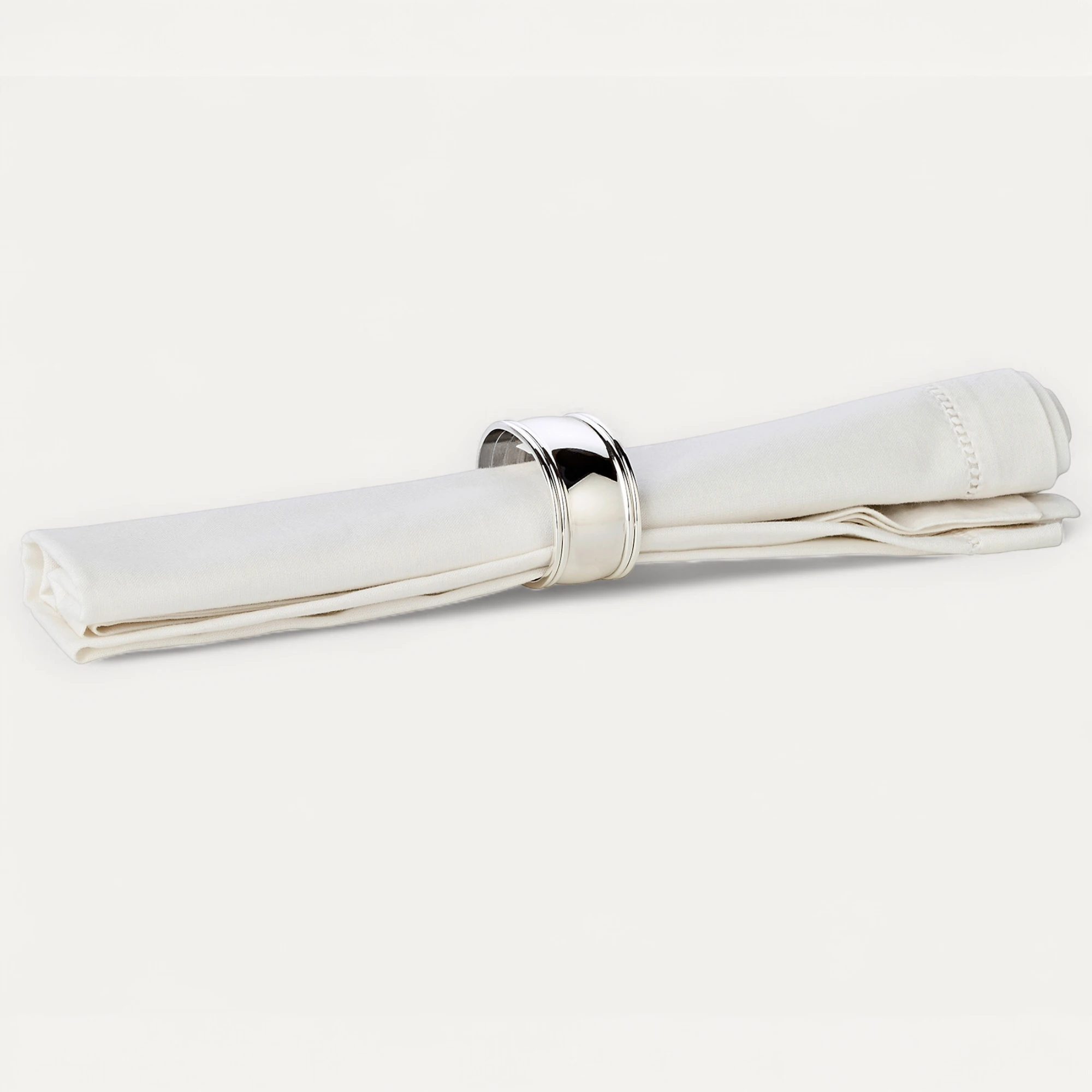 4er-Set Serviettenringe Faden (Länge 6 cm), oval, edel versilbert, anlaufgeschützt