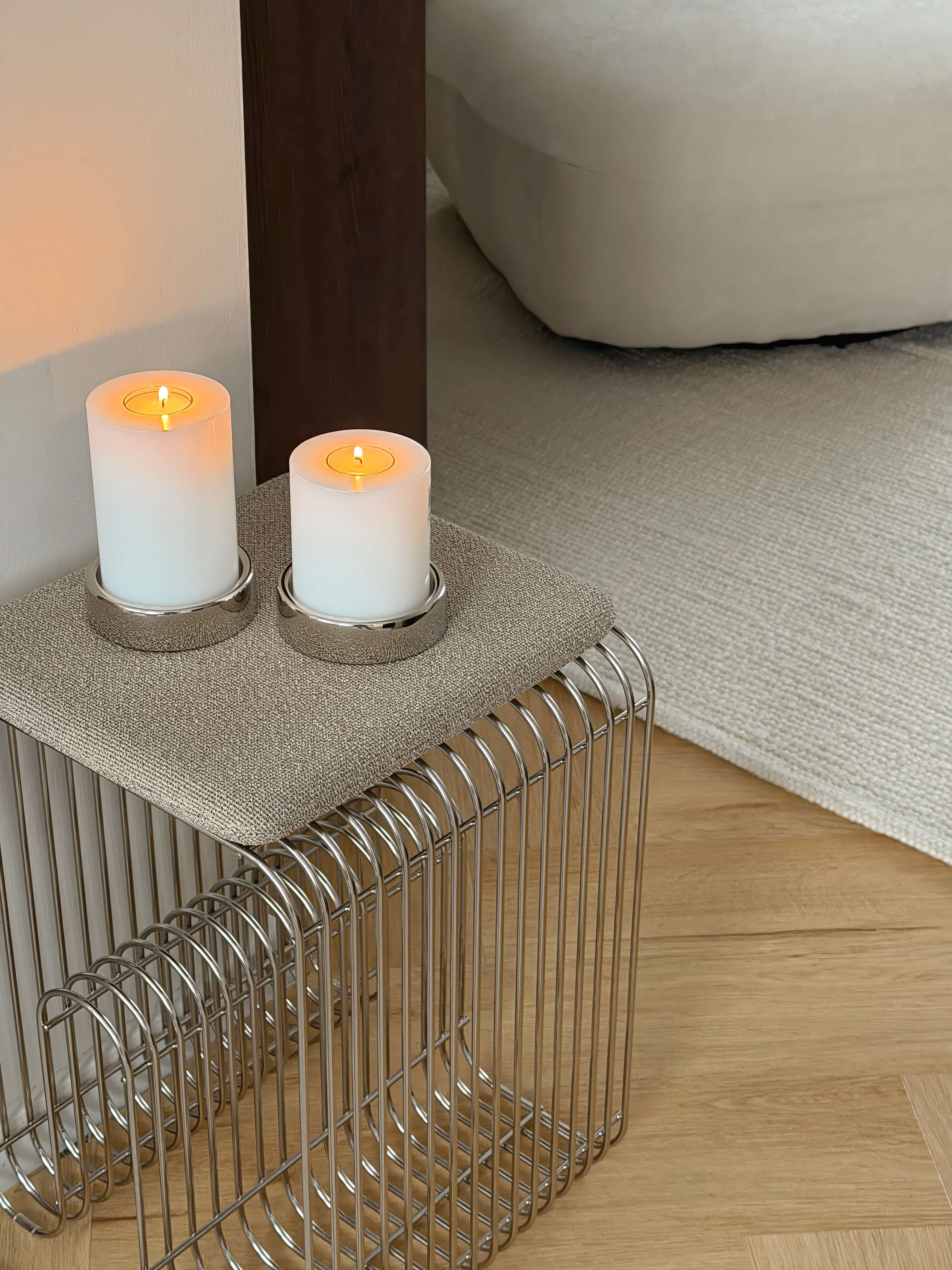 Dauerkerze Cornelius (Höhe 9 cm, ø 8 cm), weiß, Teelichthalter hitzebeständig 90°