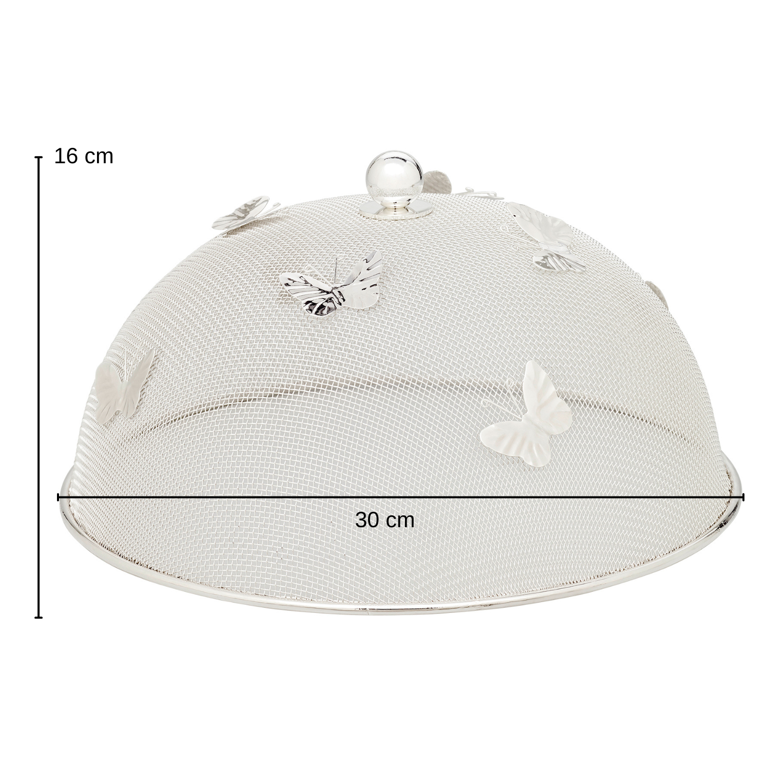 Schutzhaube Butterfly (ø30 cm, H 16 cm), edel versilbert, anlaufgeschützt, Speiseschirm Fliegenhaube