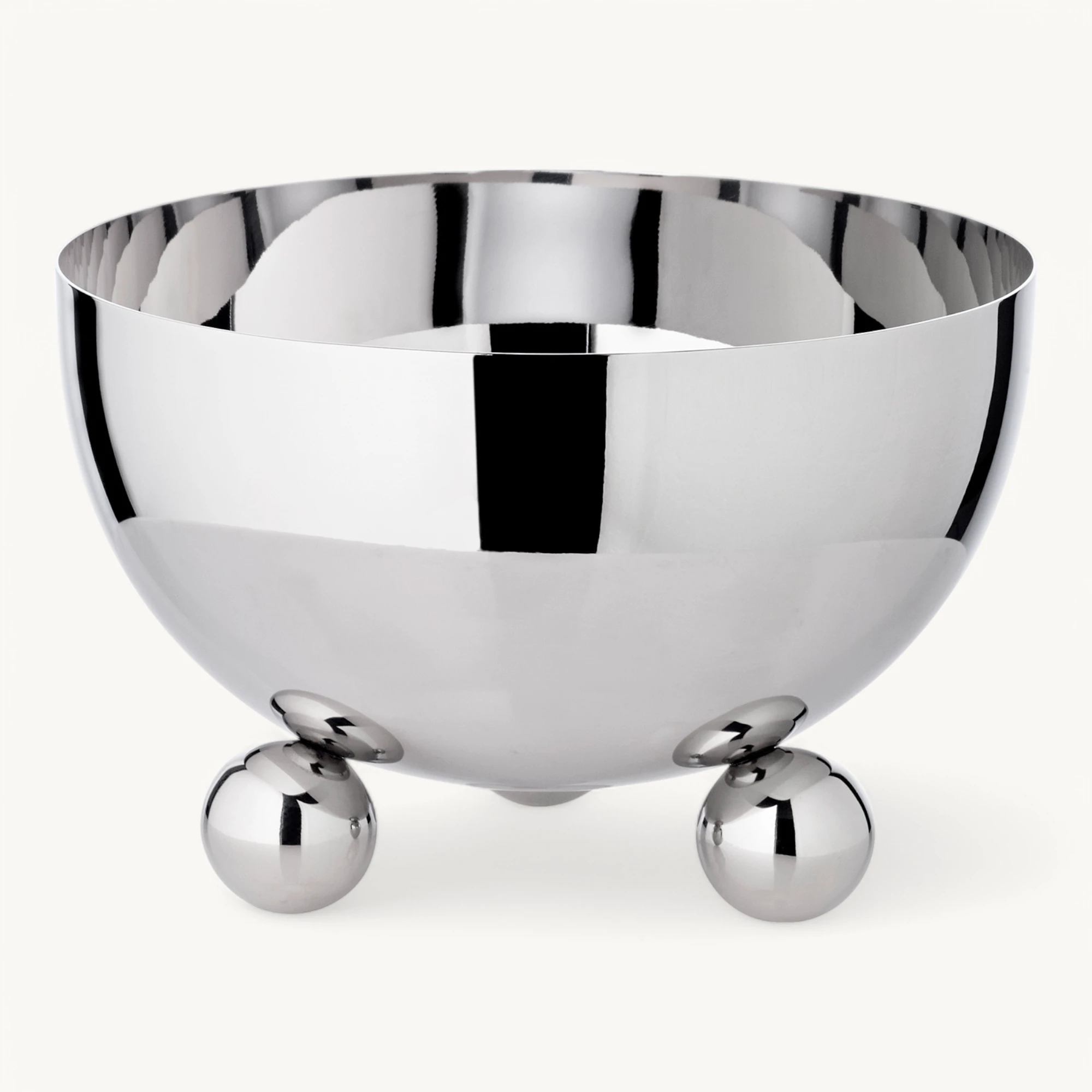 Schale Chicago (Durchmesser 15 cm, Höhe 9 cm) auf 3 Kugelfüßen, Edelstahl hochglanzpoliert Schale Chicago (Durchmesser 15 cm, Höhe 9 cm) auf 3 Kugelfüßen, Edelstahl hochglanzpoliert