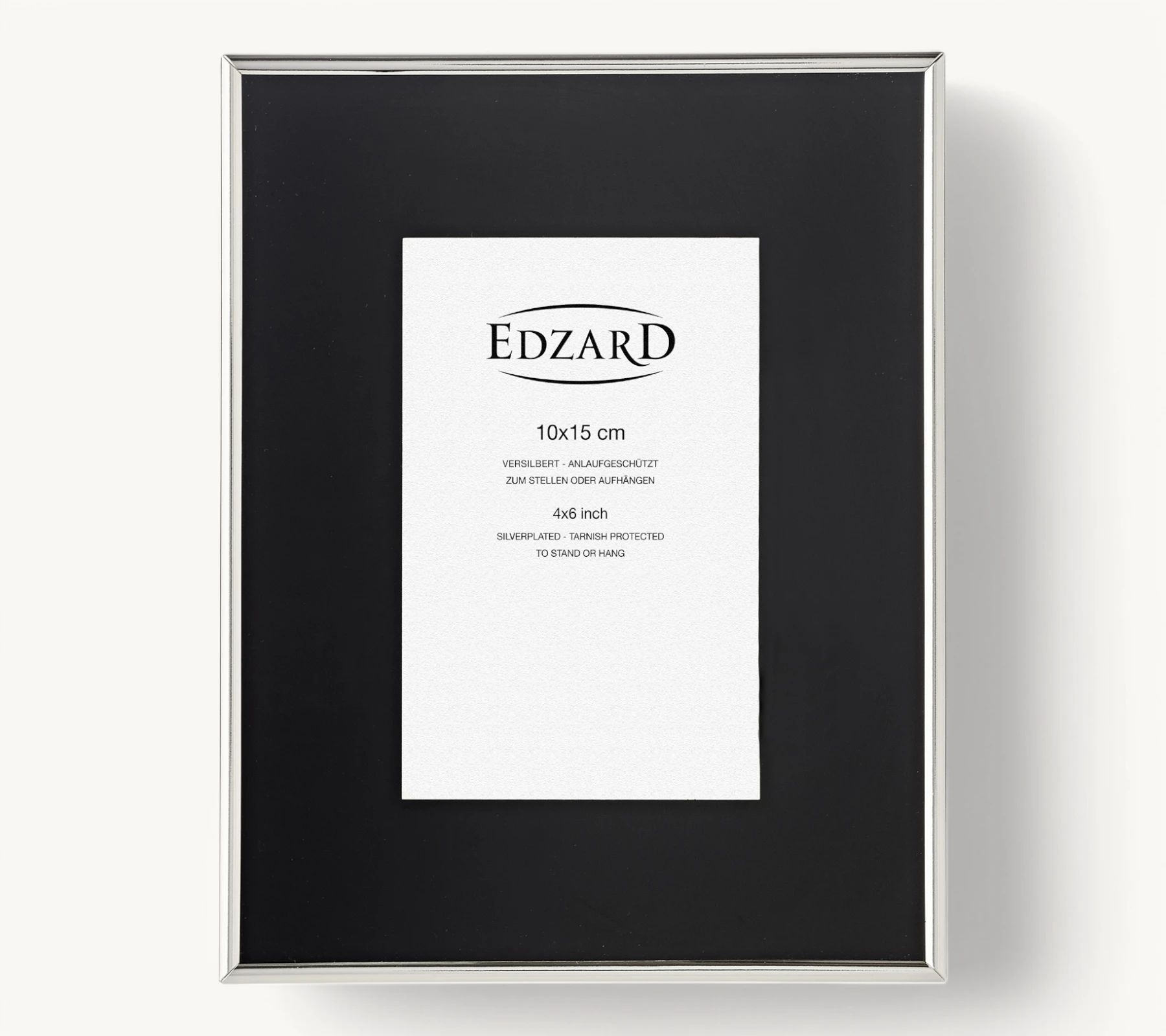 Bilderrahmen Elda (10x15 cm), Passepartout, edel versilbert, anlaufgeschützt, 2 Aufhänger