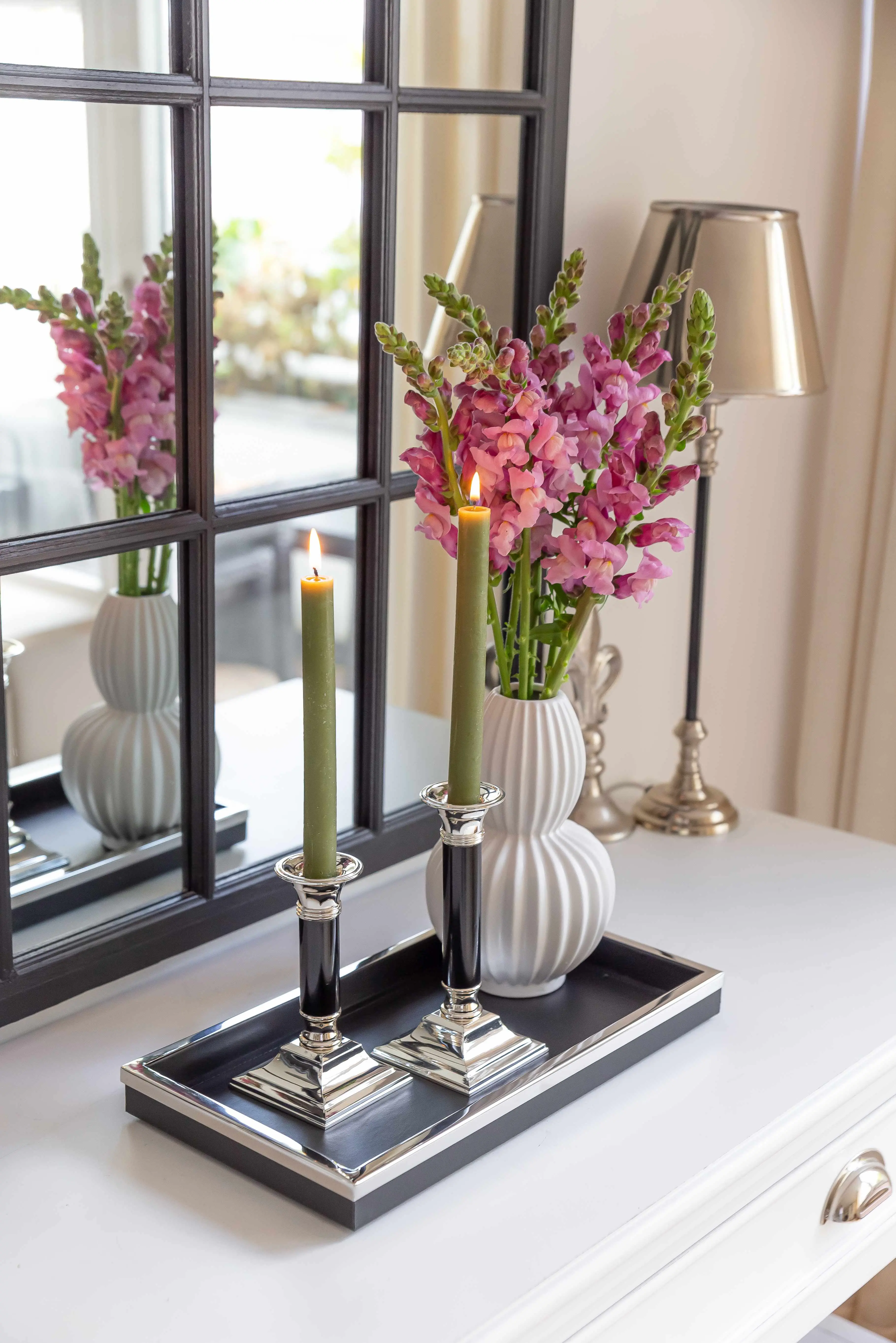 Tablett Jake (38x20 cm), schwarz, rechteckig, Stahl mit Kunstlederbezug