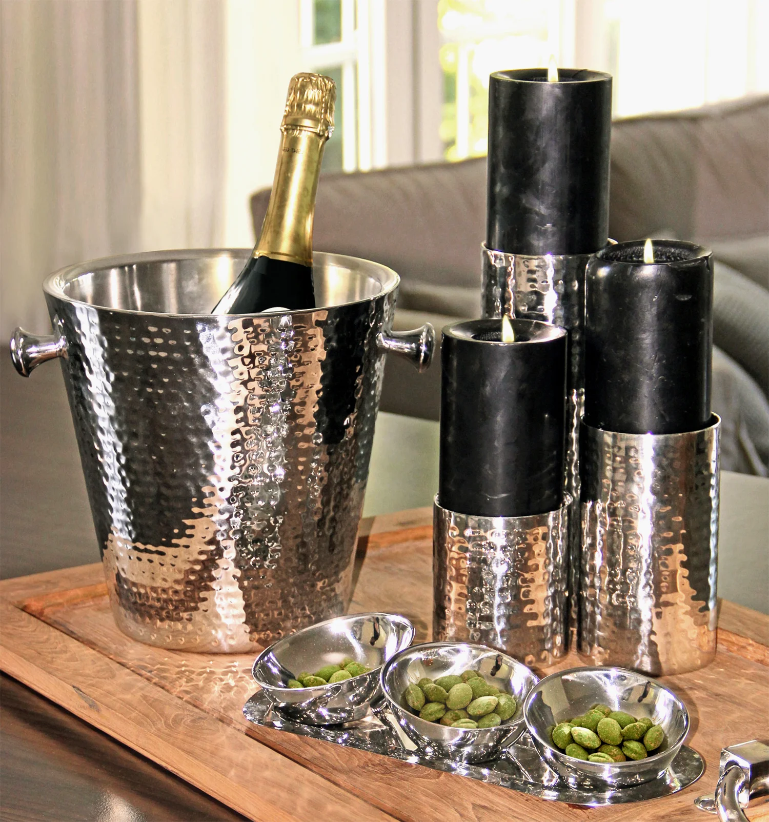 Flaschenkühler Valencia (Höhe 23 cm, Ø 22 cm), gehämmert, Edelstahl, hochglanzpoliert, doppelwandig Flaschenkühler Valencia (Höhe 23 cm, Ø 22 cm), gehämmert, Edelstahl, hochglanzpoliert, doppelwandig