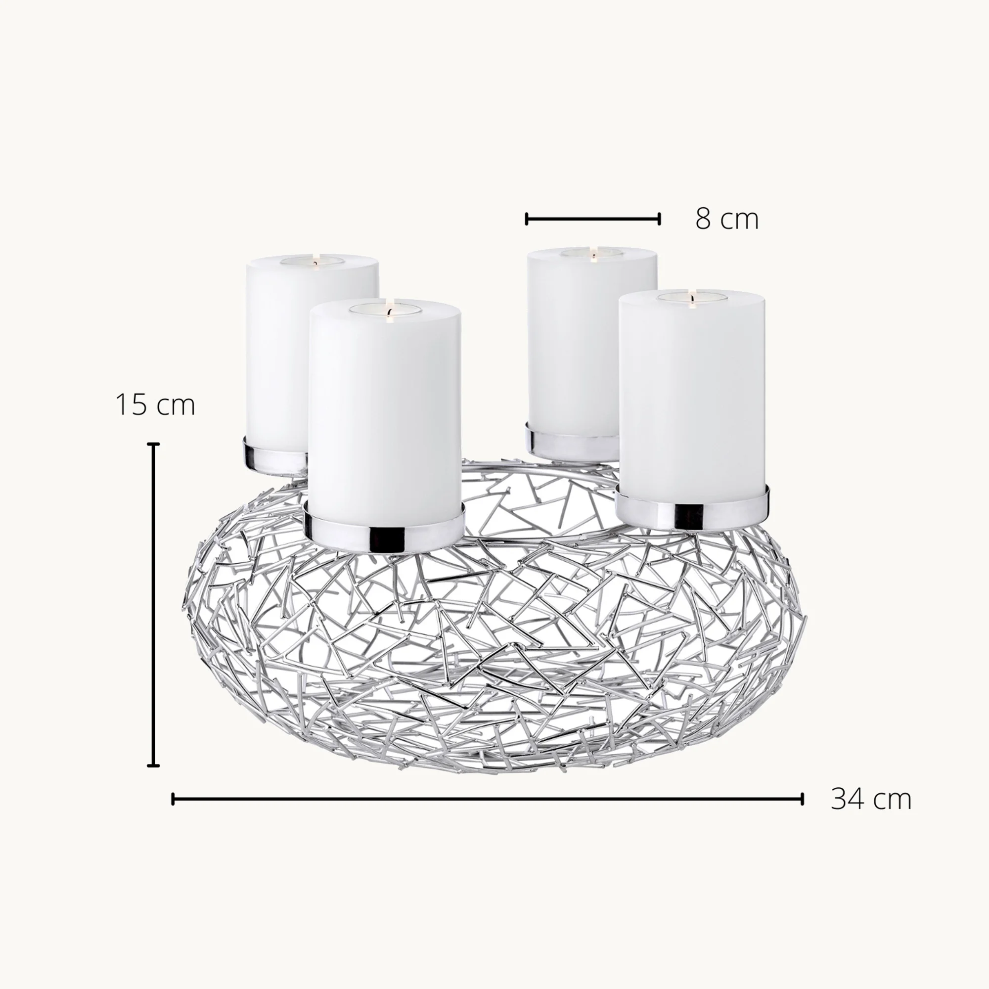 Adventskranz Milano (ø 34 cm), silberfarben, glänzend, Edelstahl vernickelt Adventskranz Milano (ø 34 cm), silberfarben, glänzend, Edelstahl vernickelt