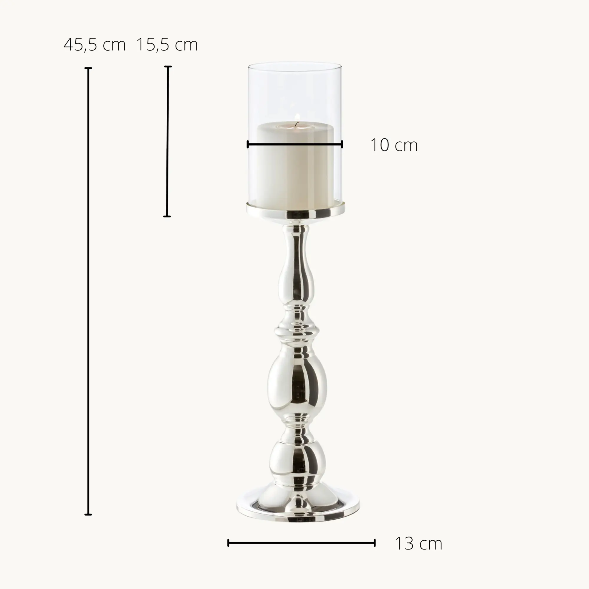2. Wahl Kerzenleuchter Windlicht Mascha (Höhe 45 cm), edel versilbert, anlaufgeschützt, mit