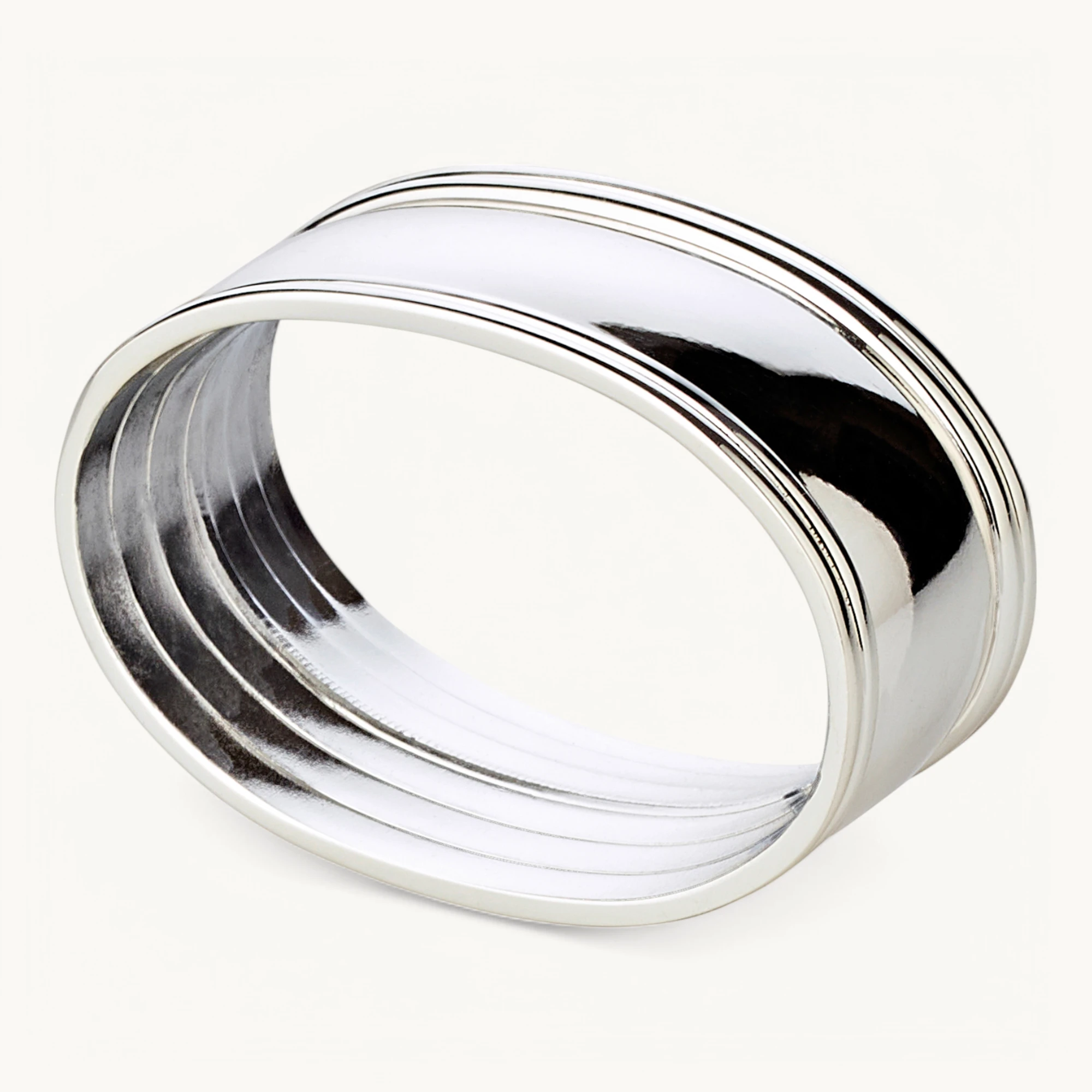 4er-Set Serviettenringe Faden (Länge 6 cm), oval, edel versilbert, anlaufgeschützt