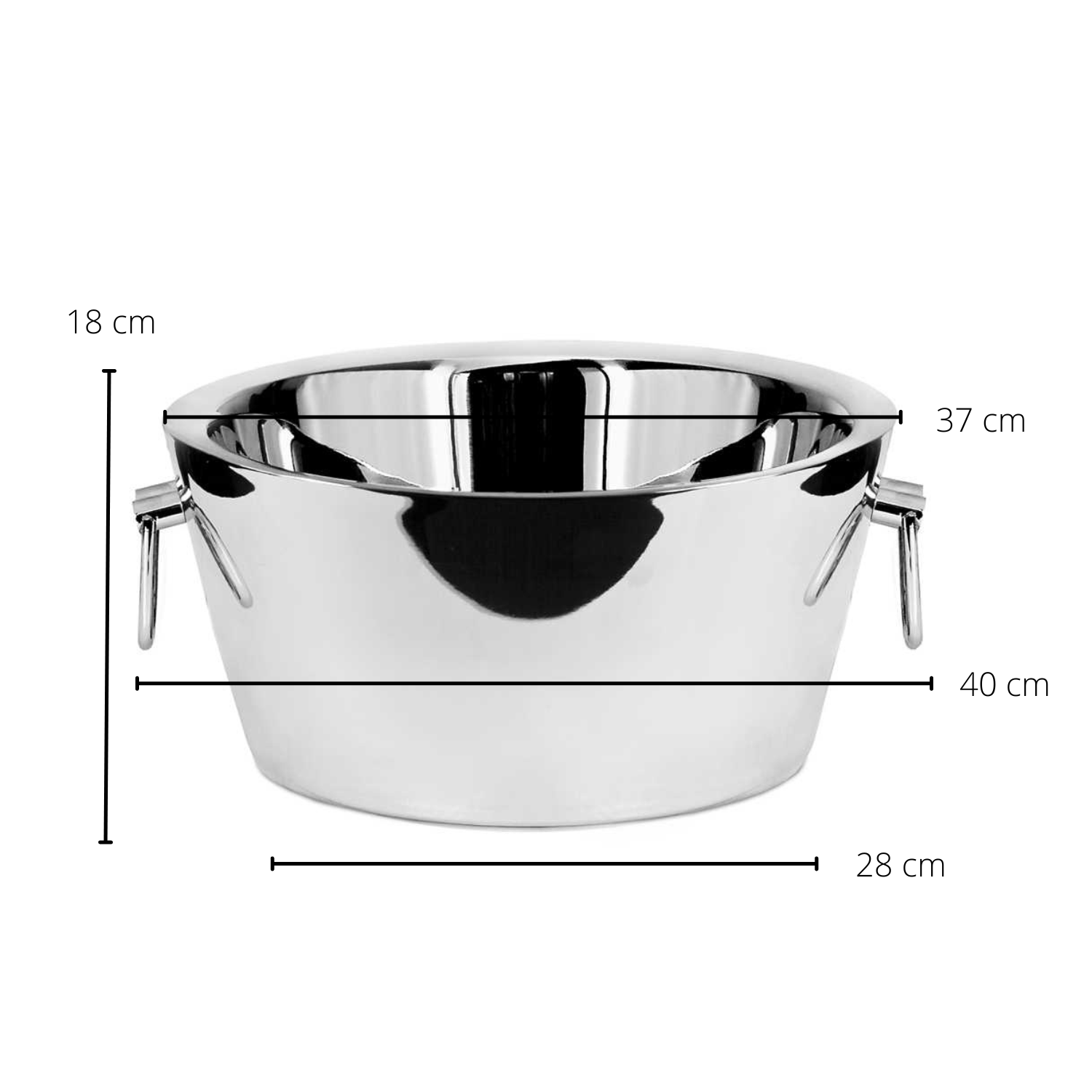 Flaschenkühler Ontario (Höhe 18 cm,  Ø 38 cm), mit Griffen, Edelstahl, hochglanzpoliert