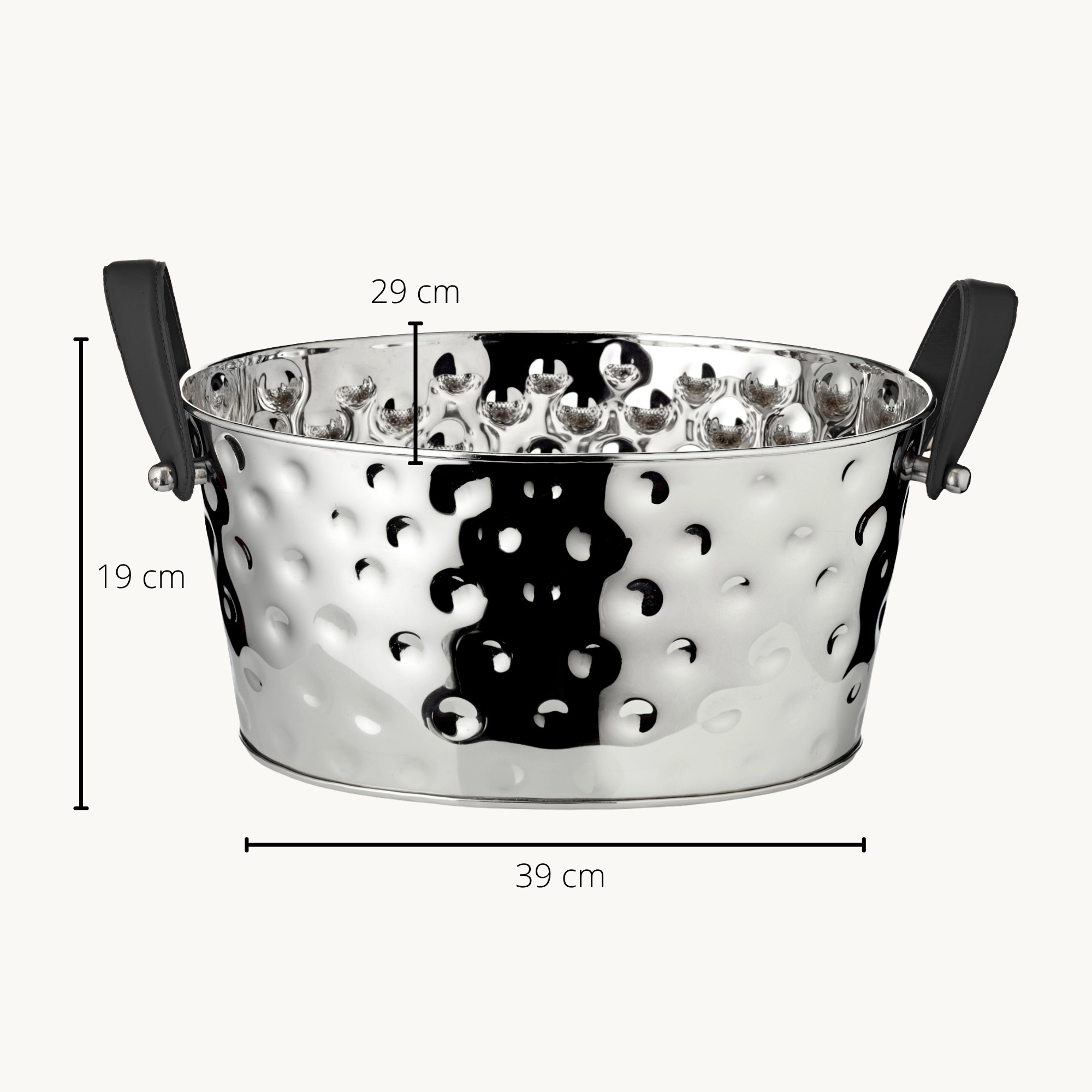 Champagner Schale Gideon, vernickelt, gehämmert 39x29x19 cm