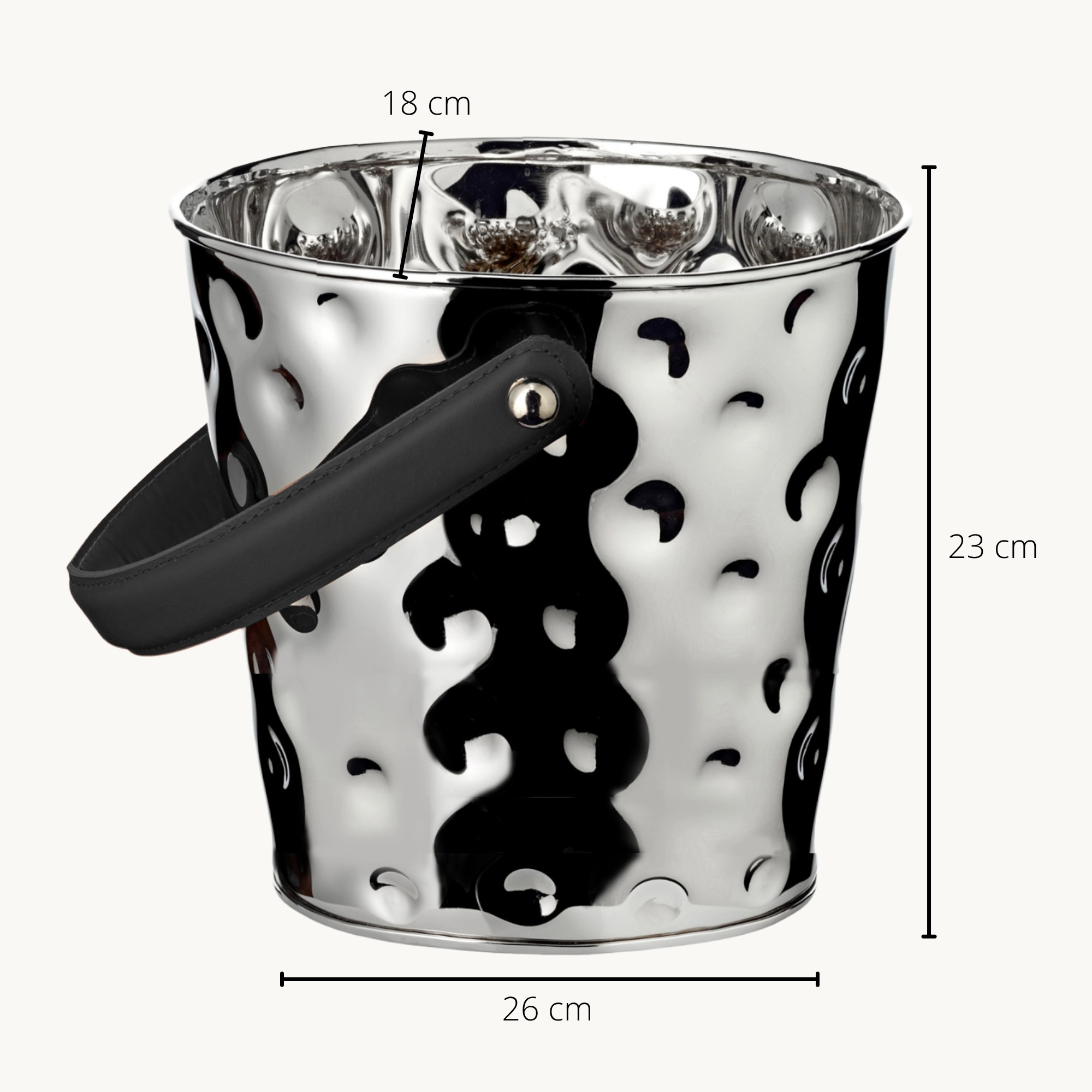 Sektkühler Gideon (26 x 21 cm, H 23 cm), gehämmert, Edelstahl, vernickelt