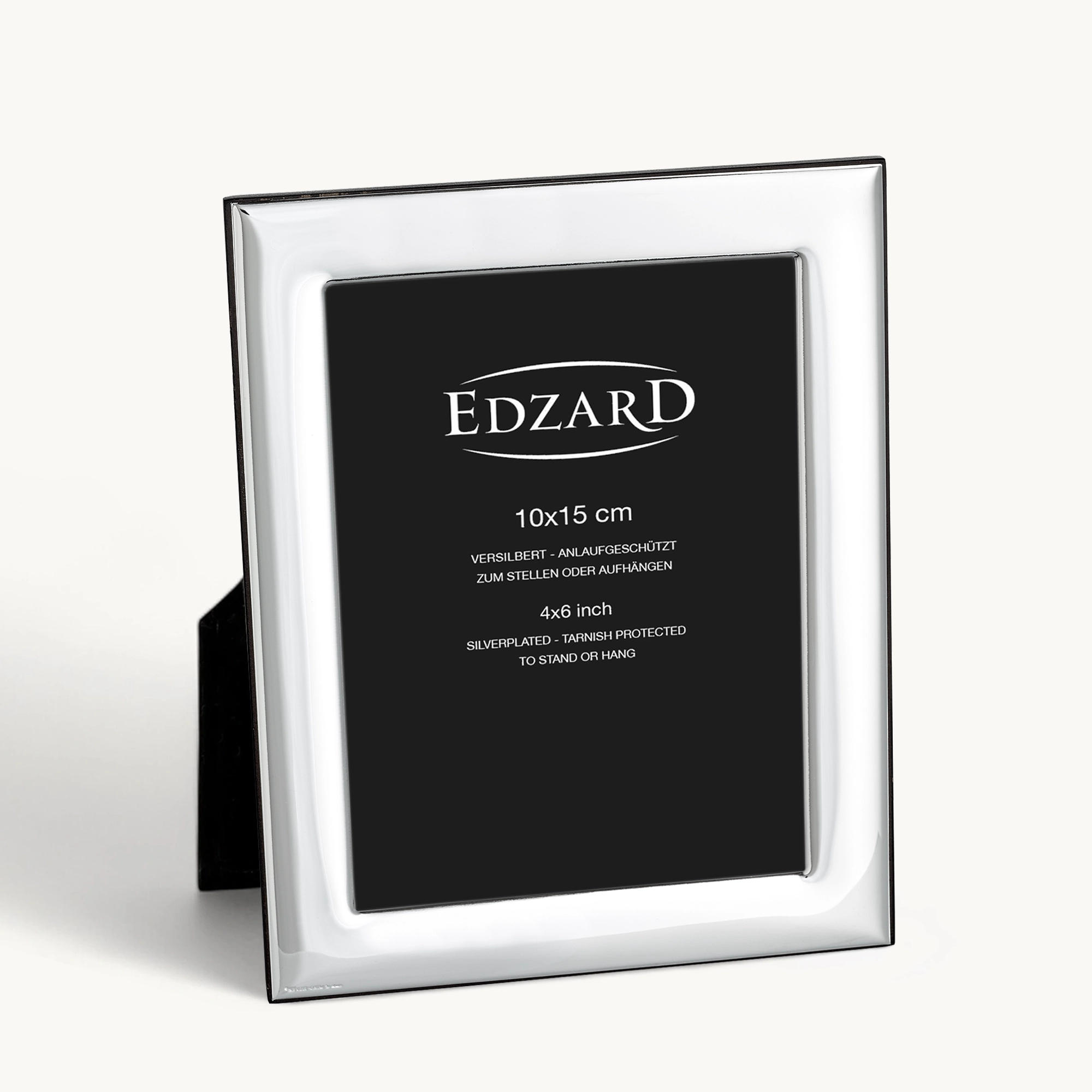 Bilderrahmen Lucera (10x15 cm), edel versilbert, anlaufgeschützt, mit Holzdekor-Rücken