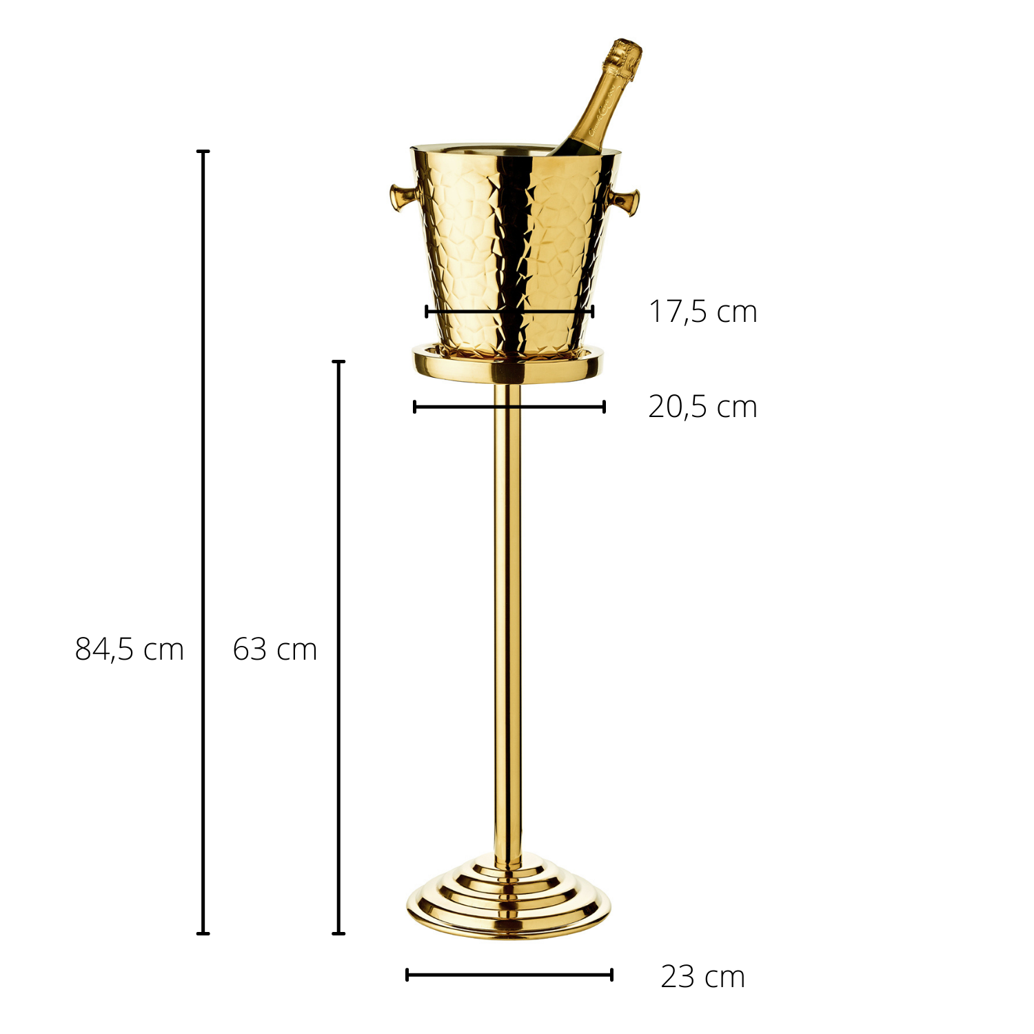 Flaschenkühler Capri (Höhe 83 cm, Ø 23 cm) inkl. Ständer, goldfarben, gemustert, Edelstahl