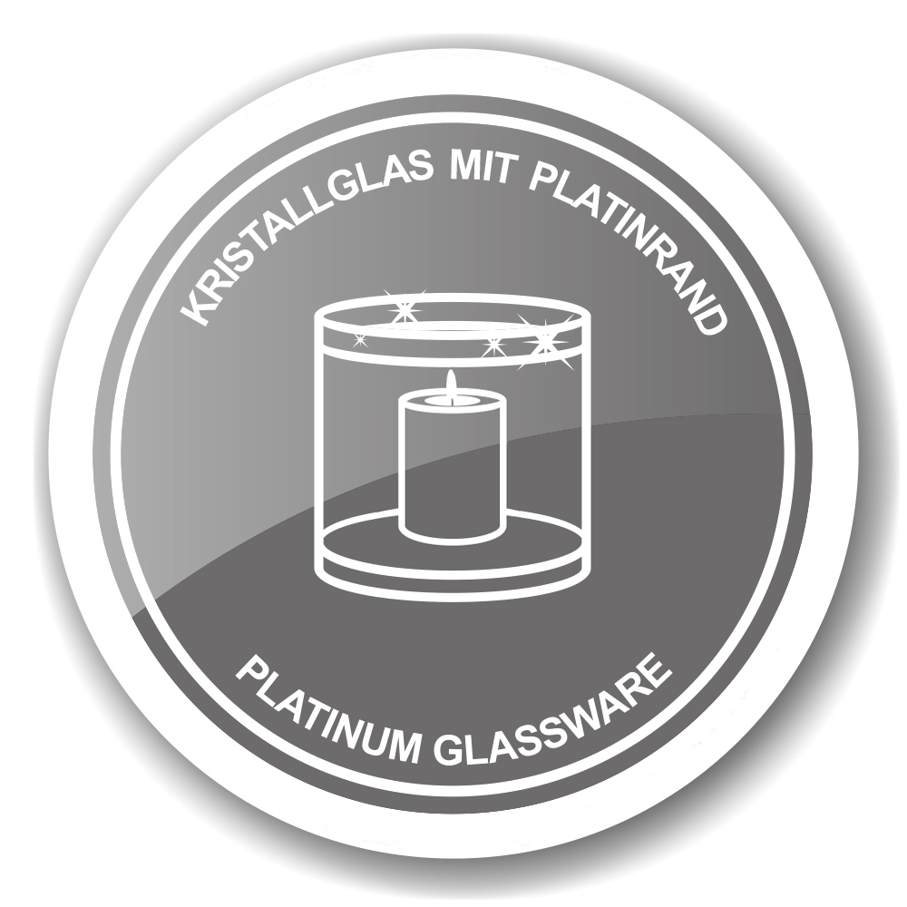 Windlicht Molly (Höhe 15 cm), mundgeblasenes Kristallglas mit Platinrand