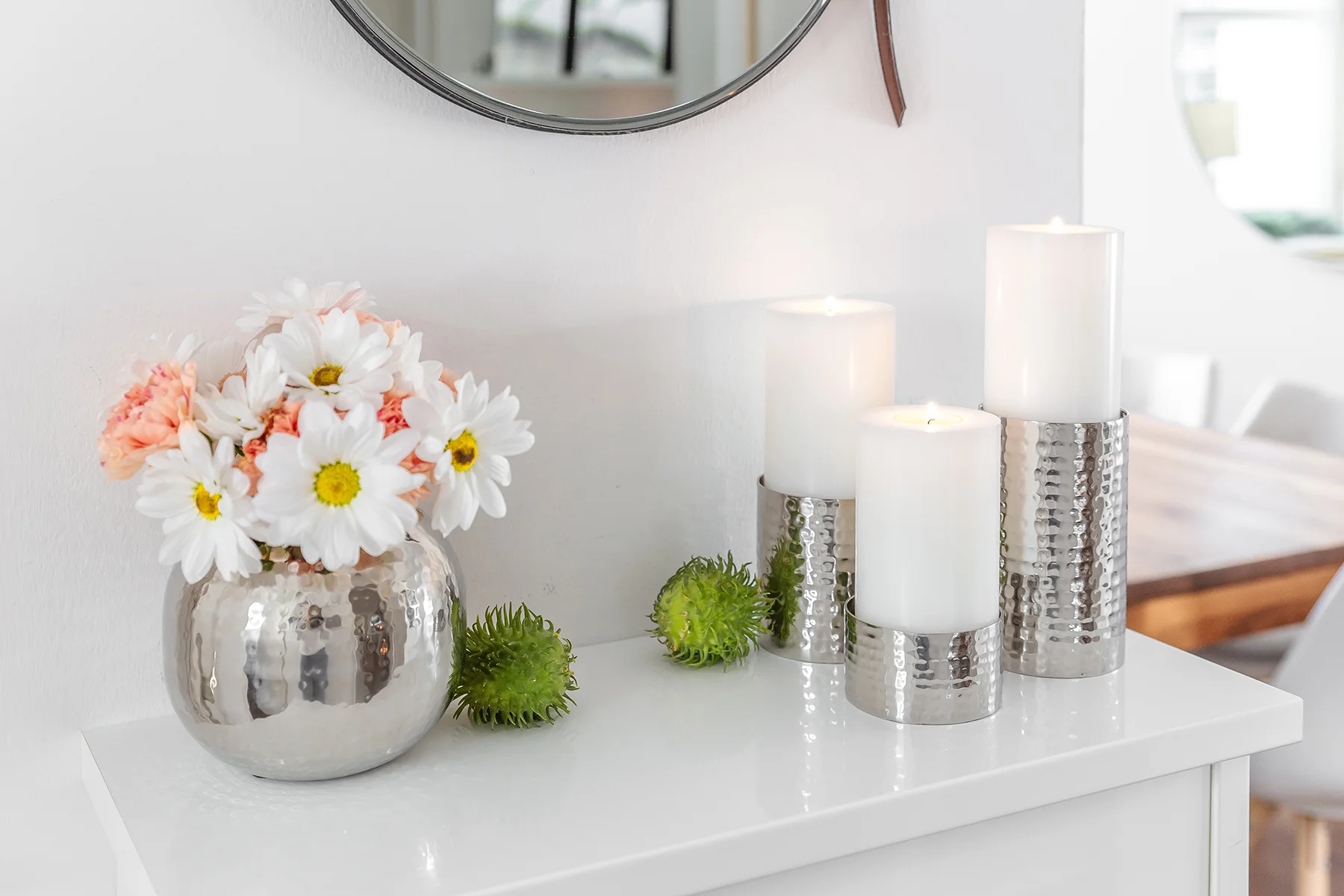 Kerzenständer Agadir (Höhe 15 cm), silberfarben, gehämmert, Edelstahl, hochglanzpoliert Kerzenständer Agadir (Höhe 15 cm), silberfarben, gehämmert, Edelstahl, hochglanzpoliert