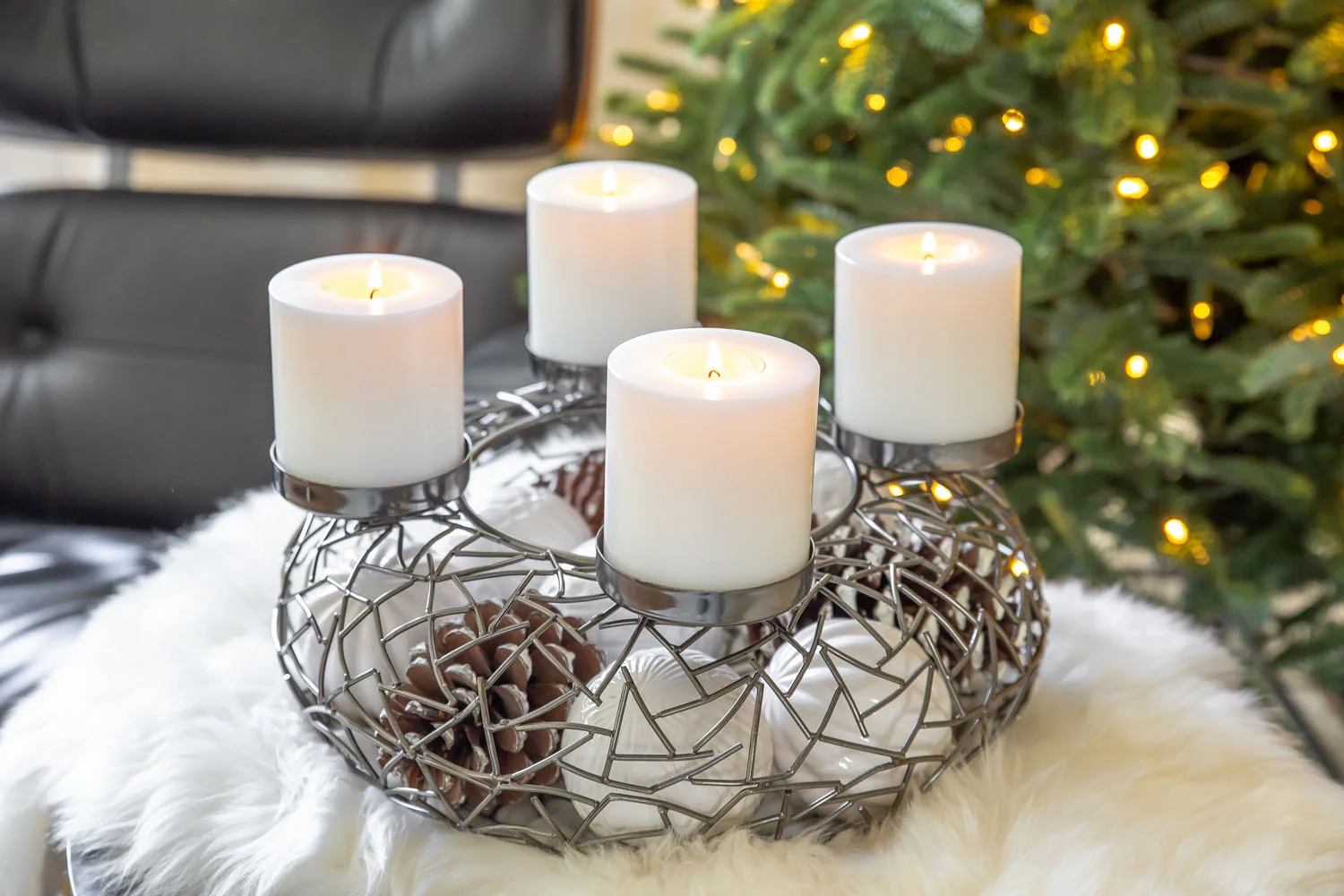 Adventskranz Milano (ø 34 cm), silberfarben, dunkel, Edelstahl vernickelt Adventskranz Milano (ø 34 cm), silberfarben, dunkel, Edelstahl vernickelt