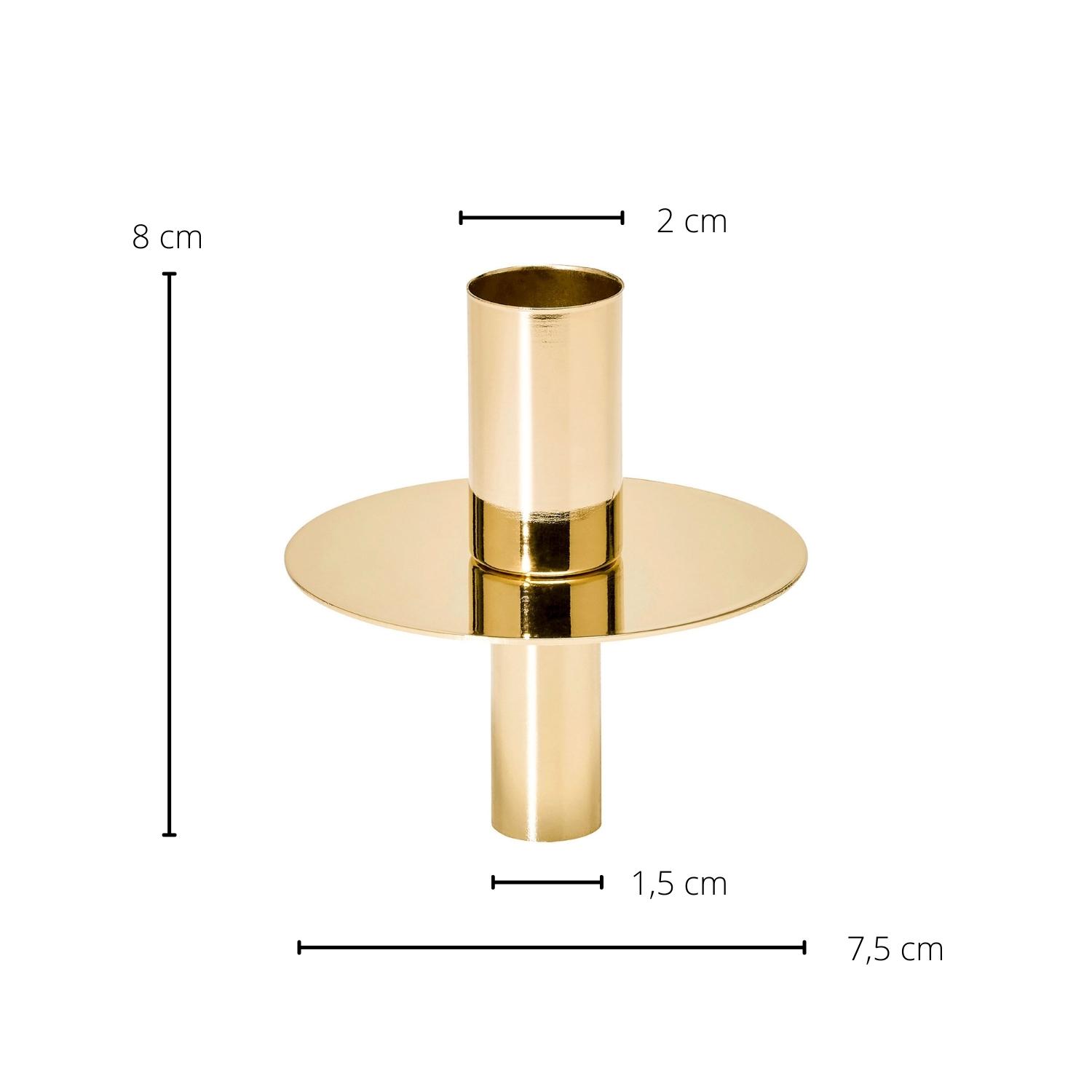 Flaschenkerzenhalter (Höhe 8 cm), goldfarben, glänzend, vernickelter Edelstahl