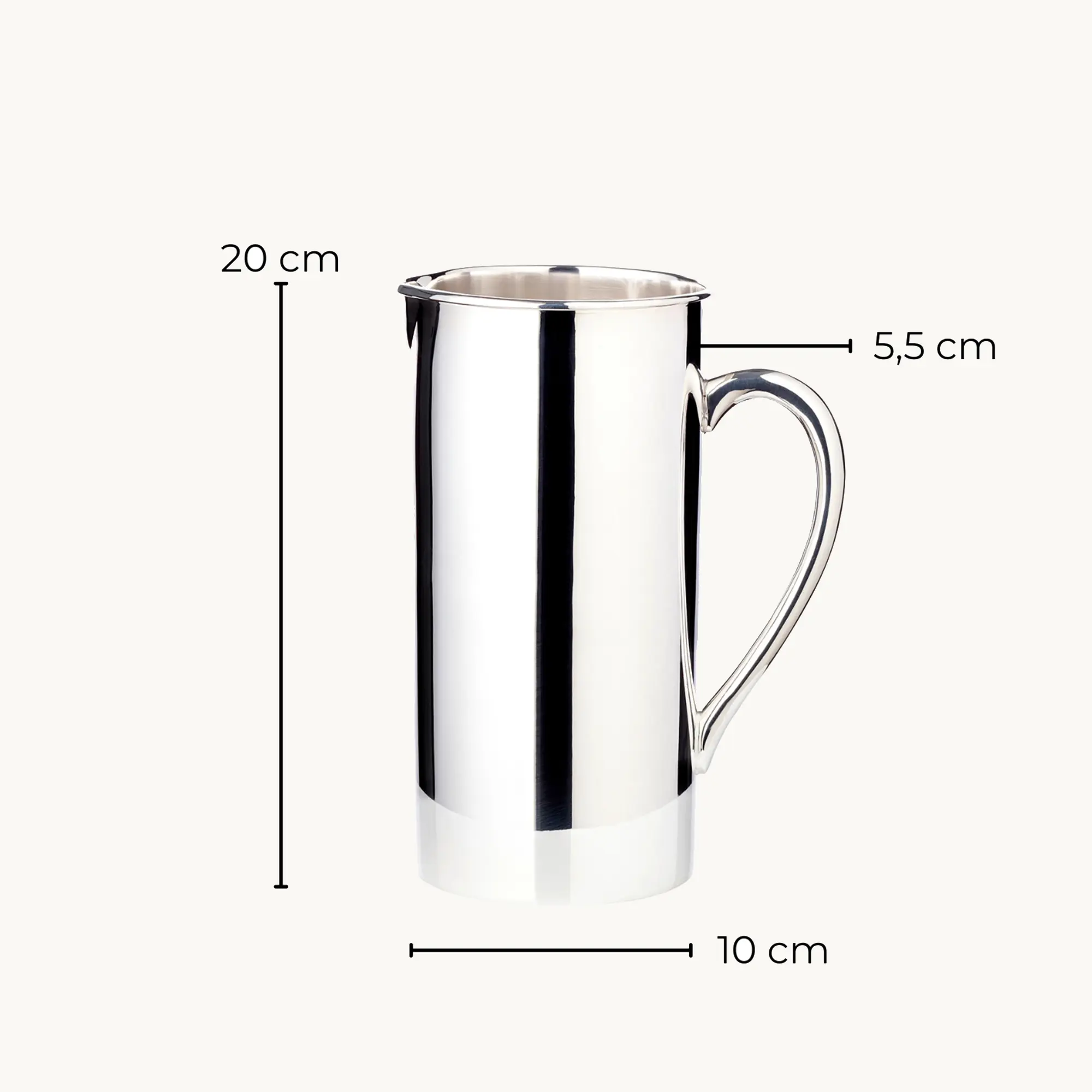 Krug Santana, versilbert, Höhe 20 cm, für 1,25 Liter, Kanne Karaffe Pitcher